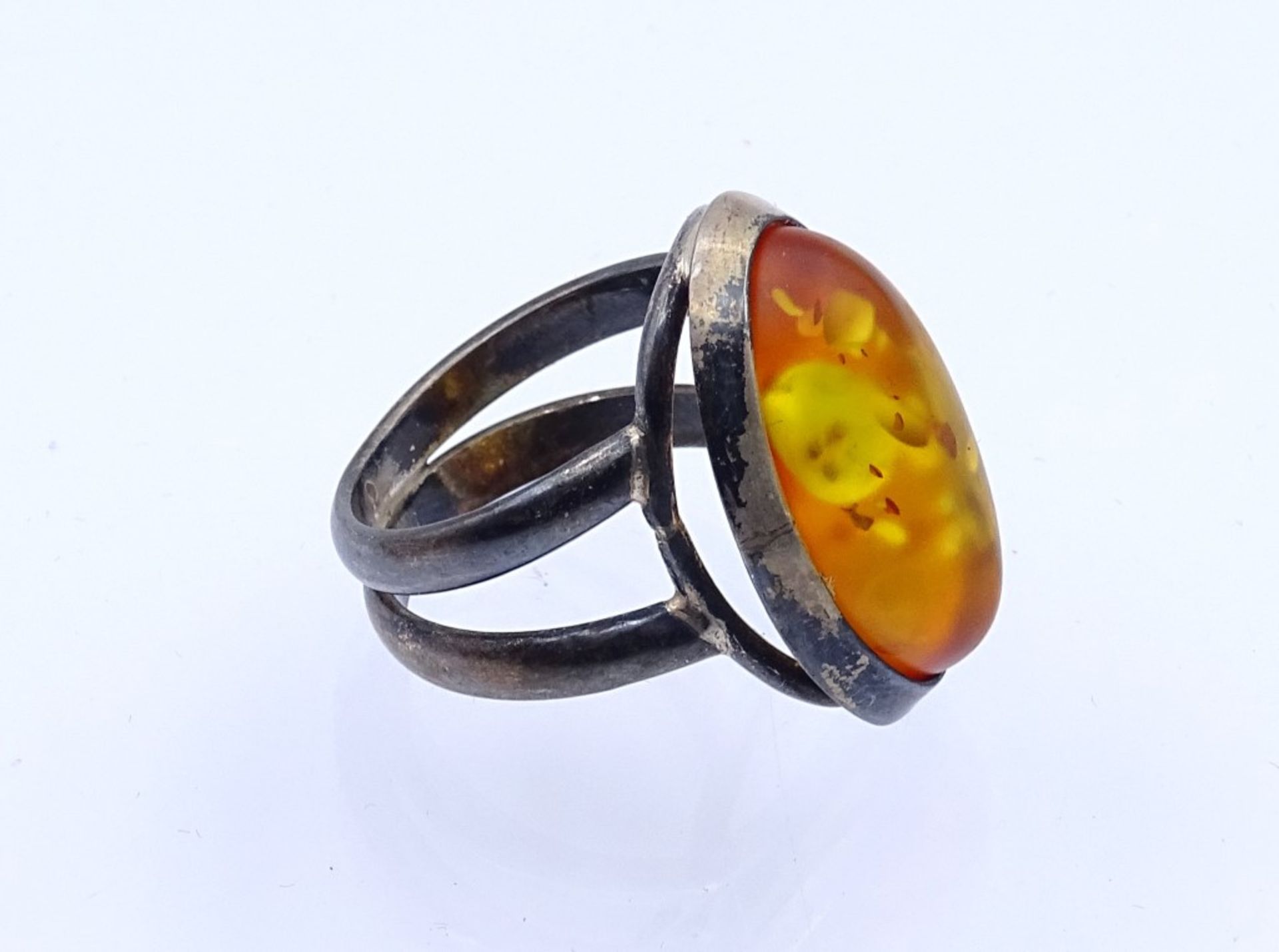 Sterling Silber Ring mit einen Bernstein Cabochon,Silber 925/000, 7,0gr., RG 56- - -22.61 % buyer' - Bild 3 aus 3