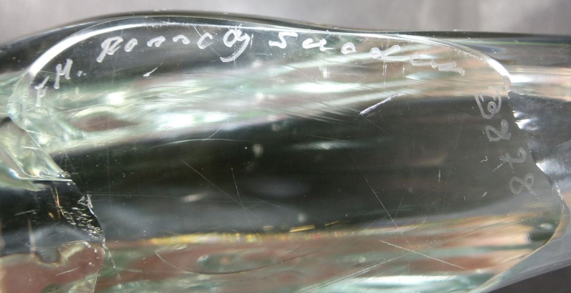 grosses Glasobjekt "Wal" Ritzsignatur, Sweden, H-13 cm, L-30 cm- - -22.61 % buyer's premium on the - Bild 5 aus 6