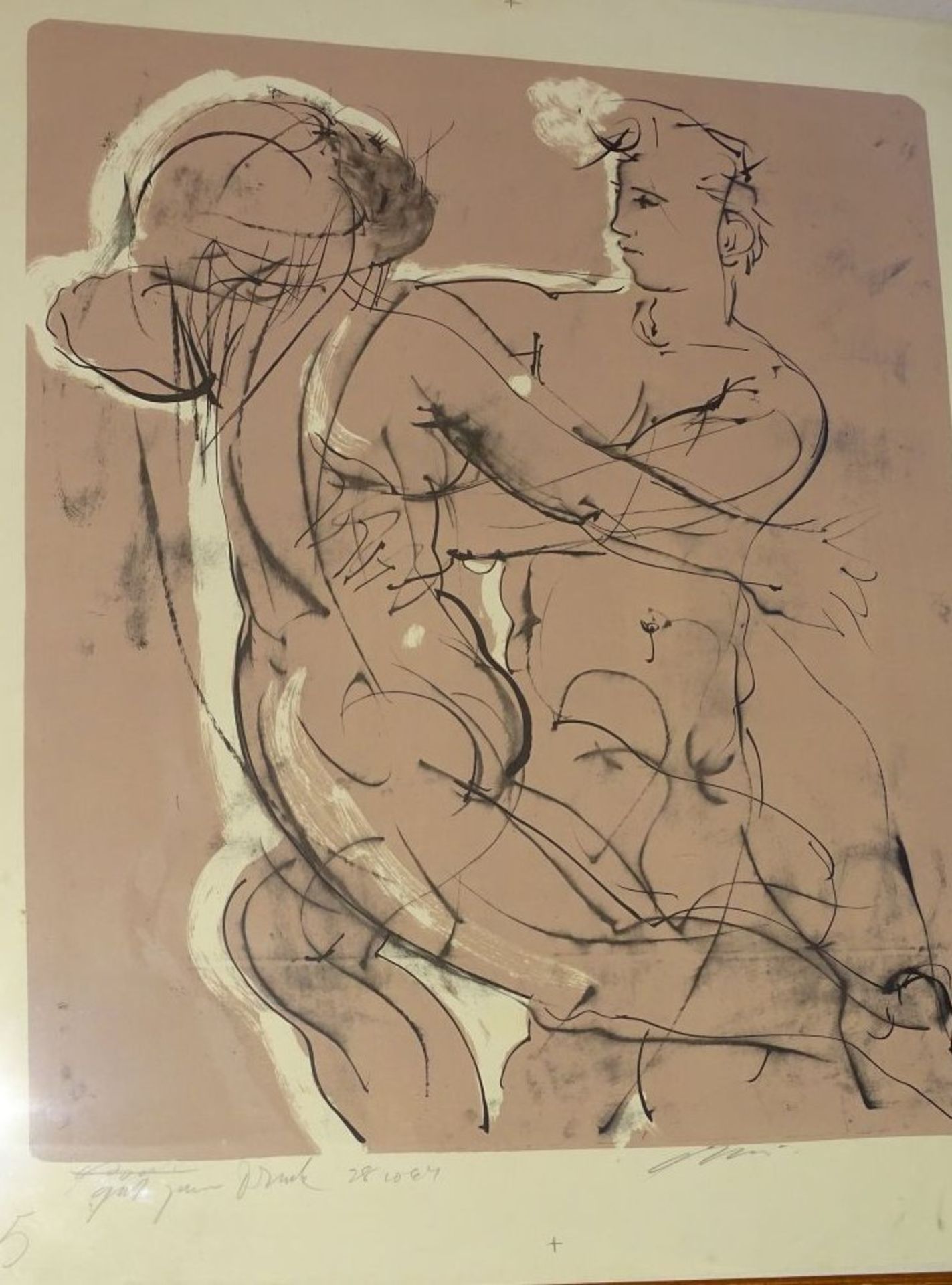 Hans ERNI (1909-2015) signierte Lithografie "nacktes Paar", beschriftet "gut zum Druck", RG 84x72 - Bild 4 aus 8