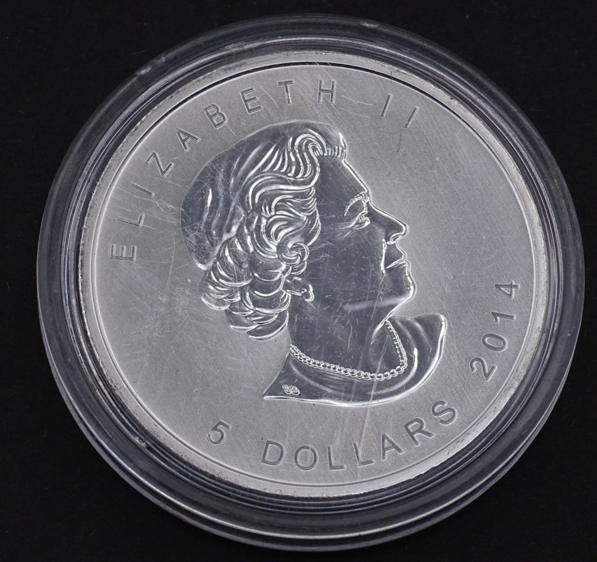 5 Dollars 2014 - Canada, 1 Oz Feinsilber 999/000, Elizabeth II, in Kapsel- - -22.61 % buyer's