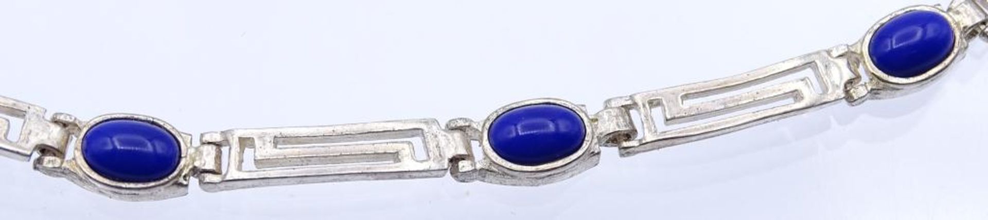 Sterling Silber Halskette mit blauen Cabochons, ein Cabochon fehlt,L- 44,5cm, 17,2gr.- - -22.61 % - Image 4 of 5