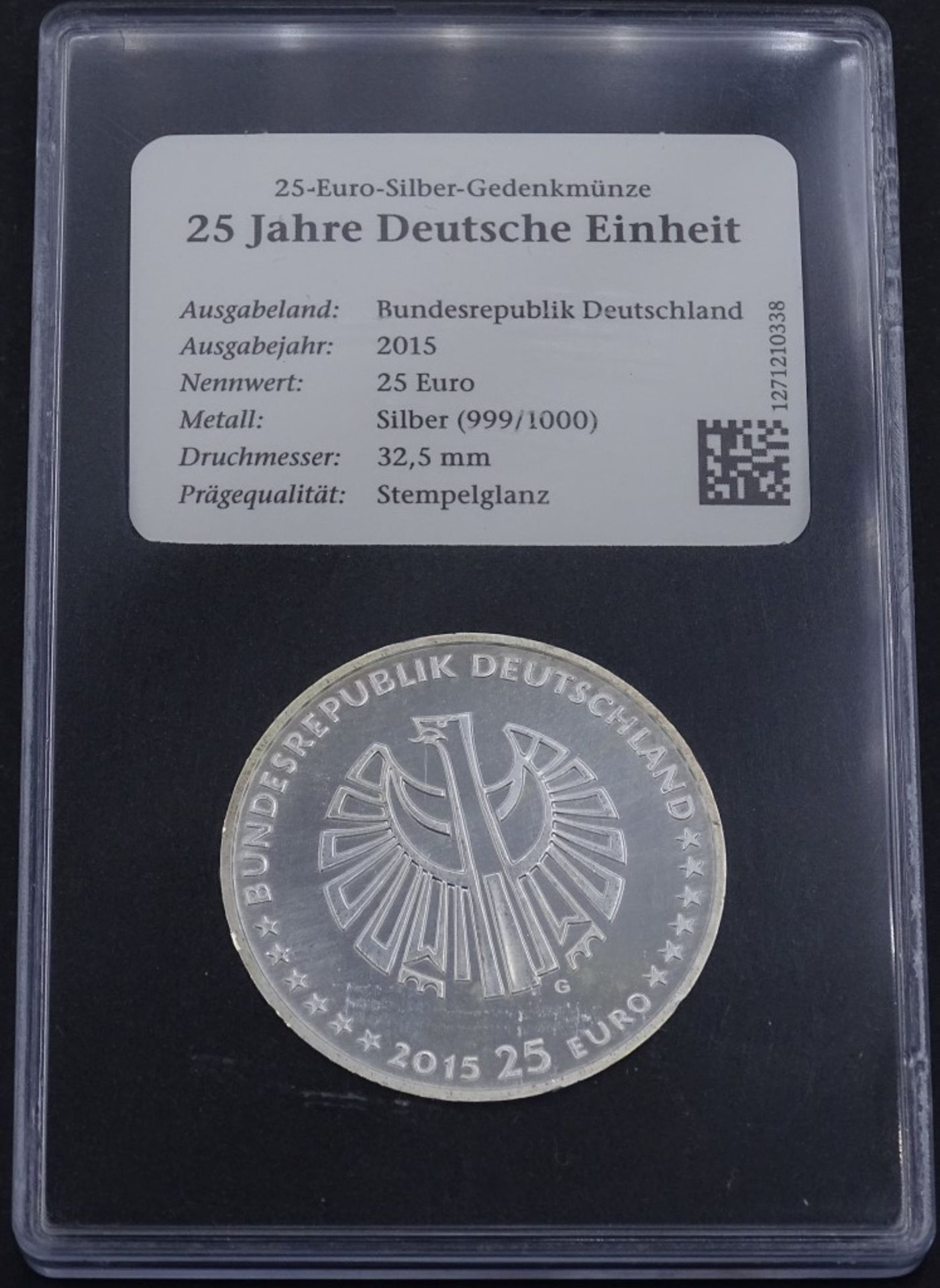 25 Euro Silber Gedenkmünze, 2015, stempelglanz, Silber 999/000, 25 Jahre Deutsche Einhei- - -22.61 %