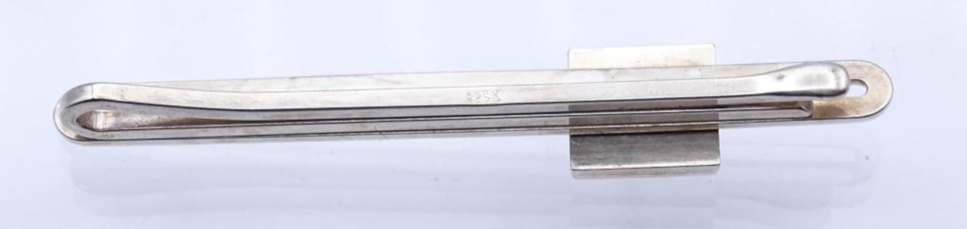Krawattenklammer, Sterling Silber 925/000, mit Lapisplatte und Zirkon,L- 7,1cm, 11,5gr.- - -22. - Bild 4 aus 4