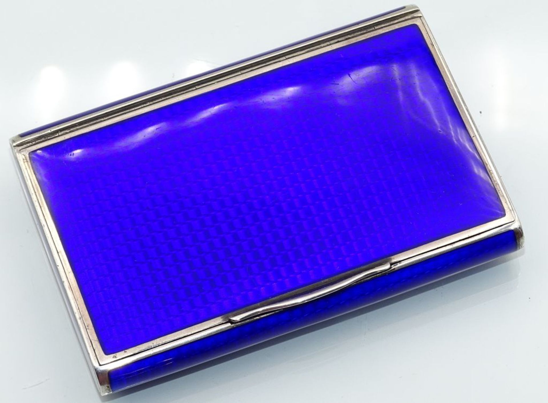 schweres, blau emailliiertes Zigarettenetui, Silber 935. gut erhalten, 6x9 cm, 155 gr.- - -22.61 % - Bild 3 aus 7