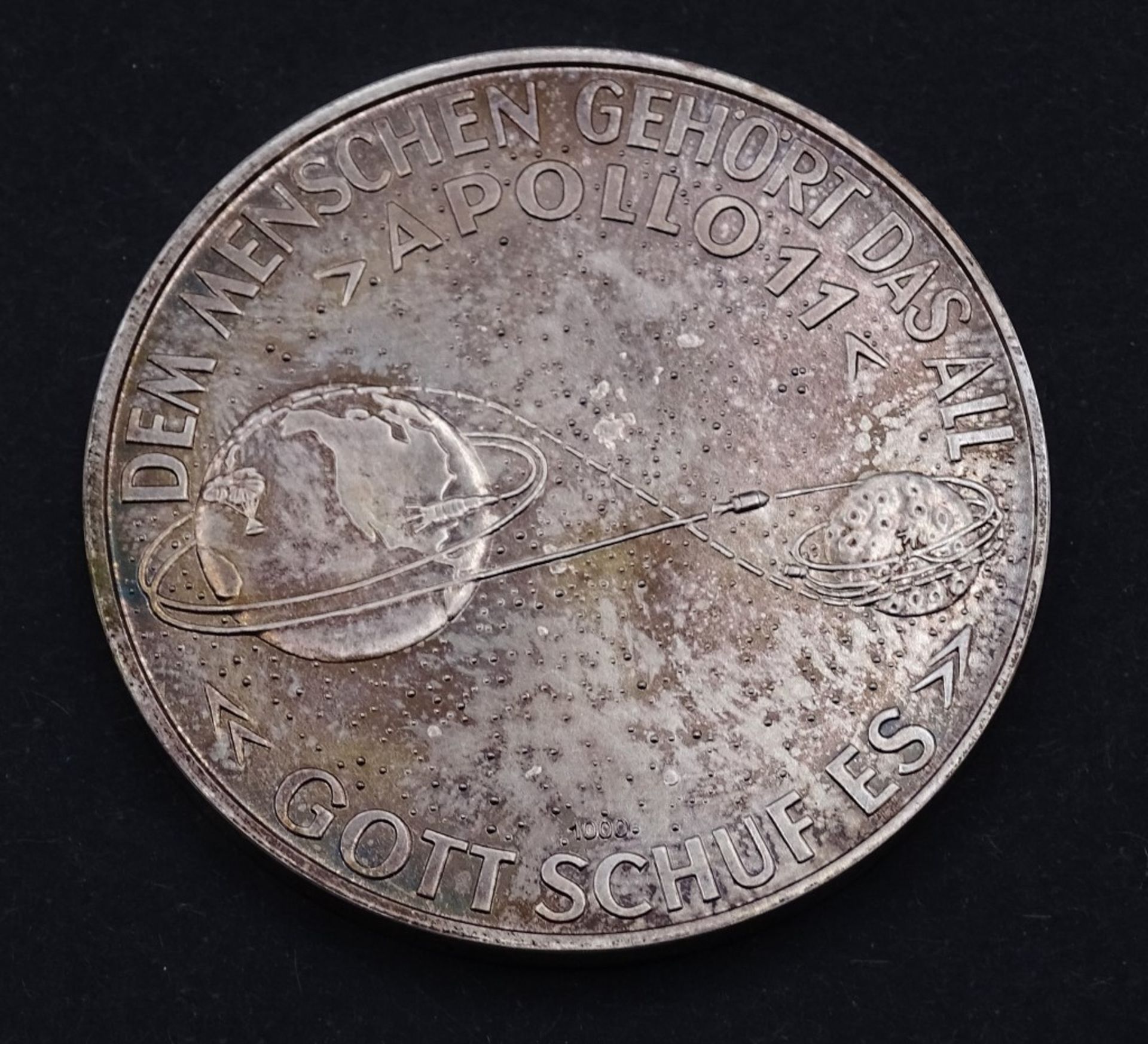 Feinsilber Medaille "Apollo 11", 1969, Die erste Mondladung", Silber 1000/000,25gr.- - -22.61 % - Bild 2 aus 2