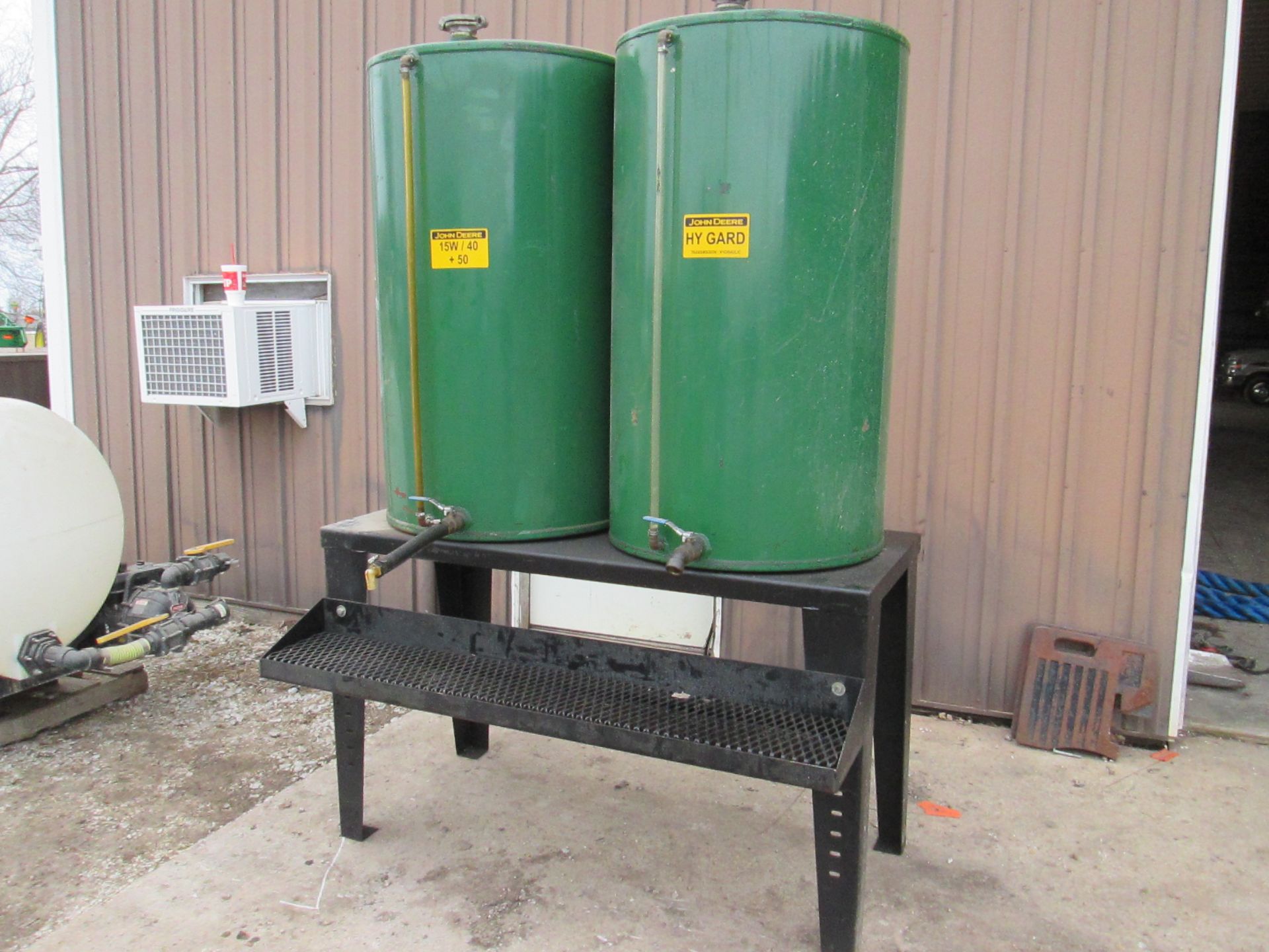 OIL BARREL RACK, (2) 110 GAL OIL TANKS