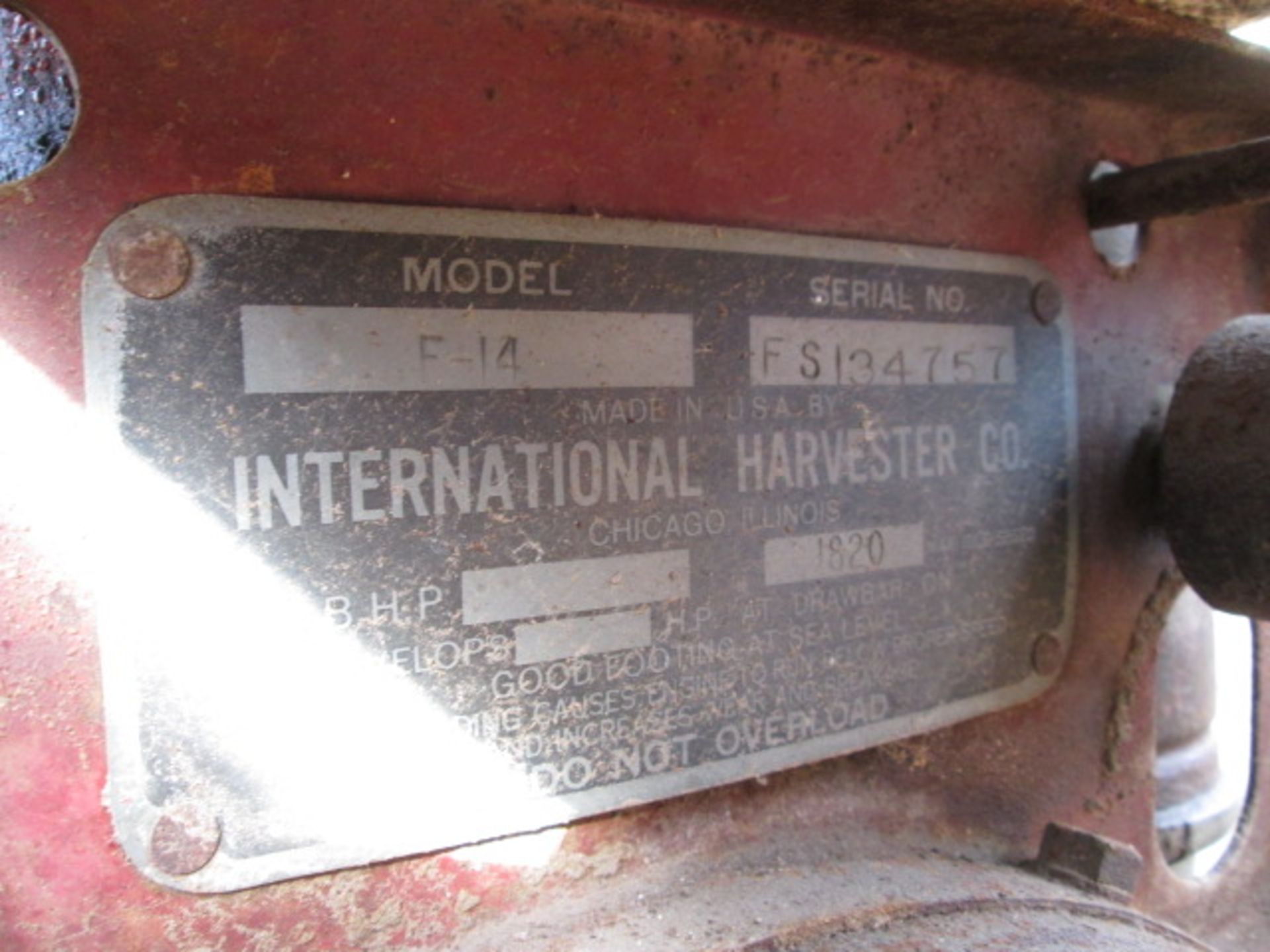 FARMALL F-14, SN-FS134757, NON-RUNNING - Image 9 of 9