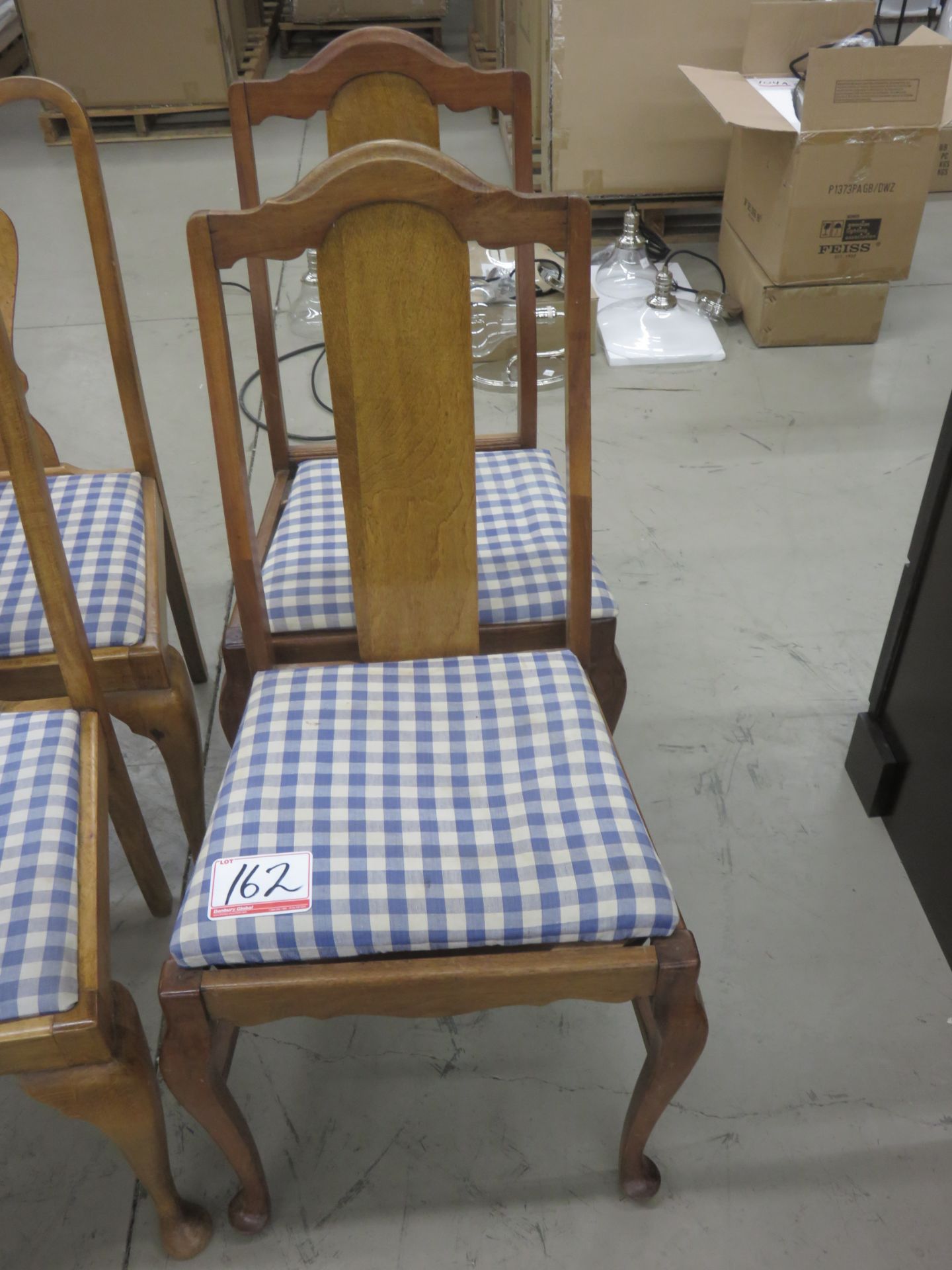 UNITS - MAPLE + BLUE FABRIC DINING CHAIRS