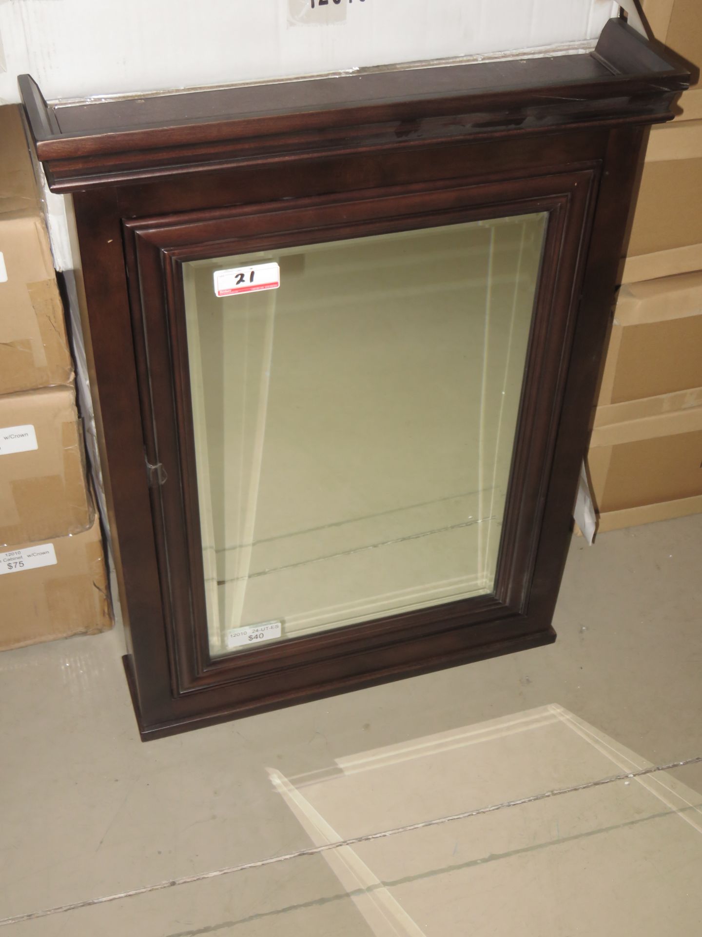 ESPRESSO 24" X 32" MEDICINE CABINET W/ CROWN (NEW IN BOX) - Image 2 of 2