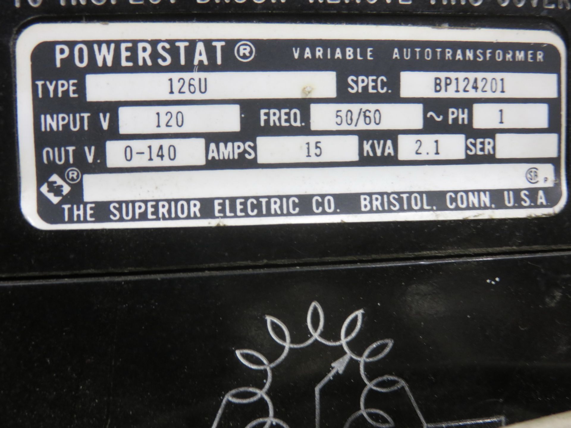 POWERSTAT 126U VARIABLE POWER SUPPLY - Image 2 of 2