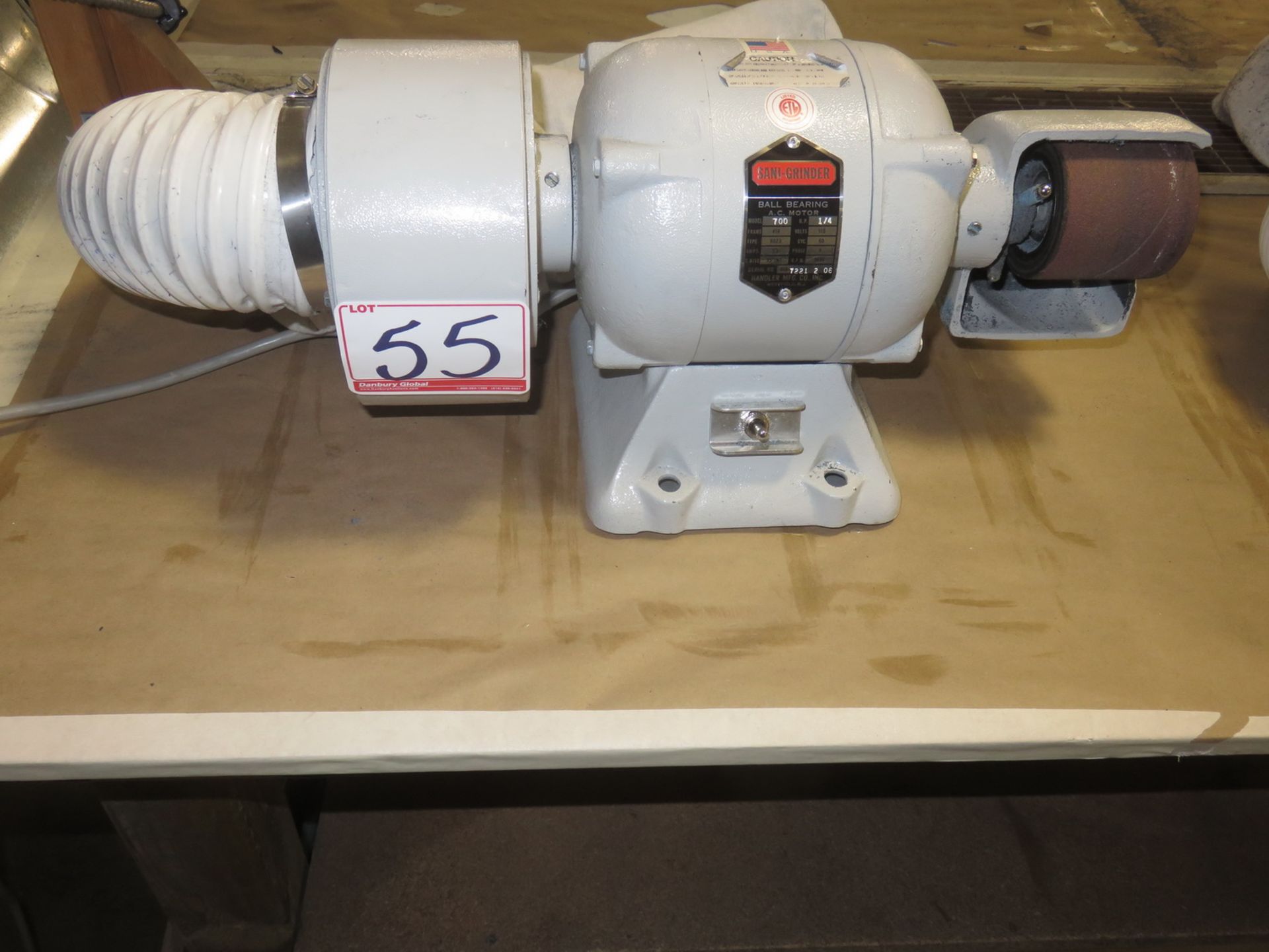 SANI-GRINDER 700 MINI SINGLE HEAD SHOE GRINDING MACHINE W/ DUST COLLECTOR, S/N 7221-2-06