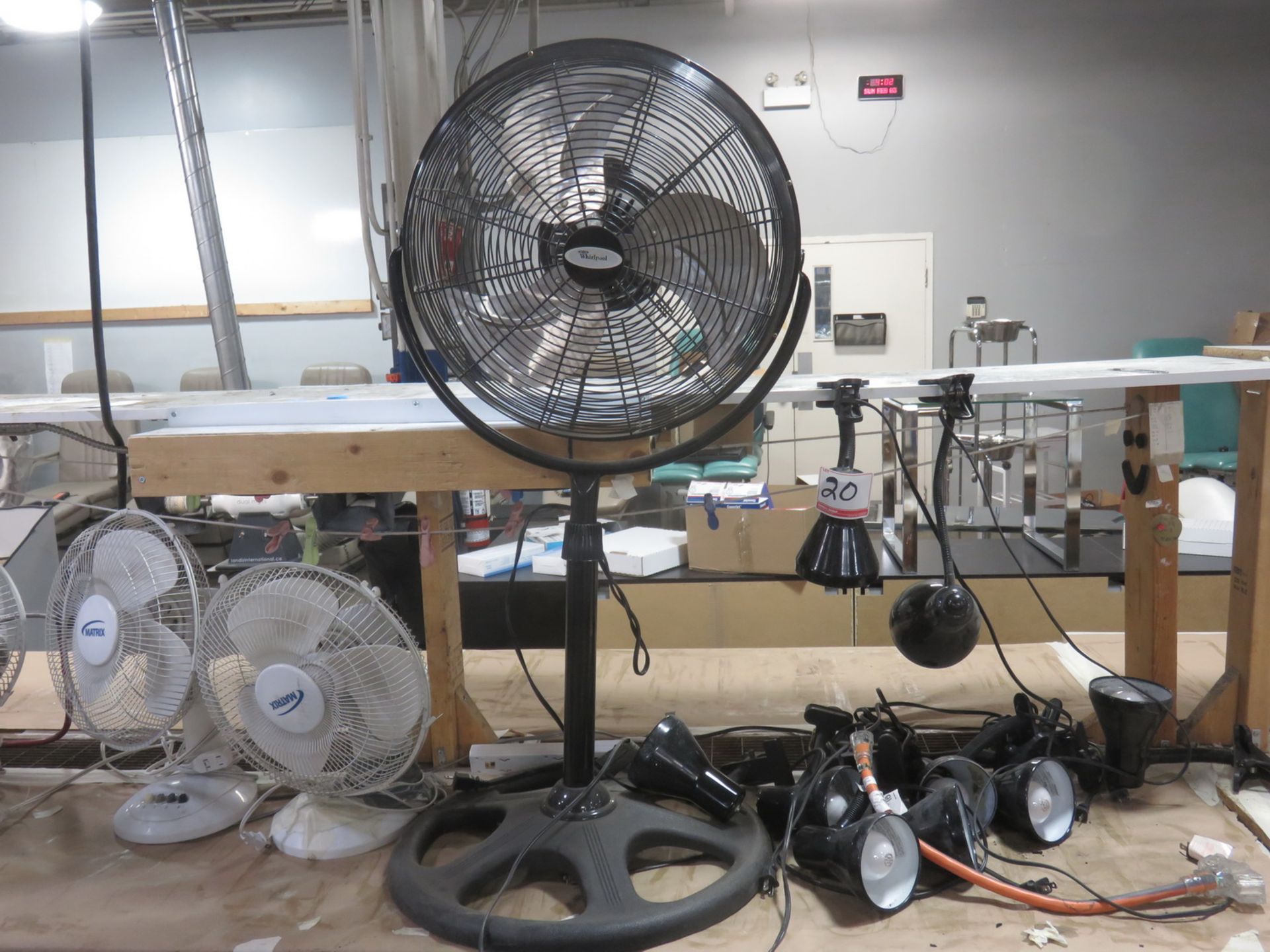 LOT - MATRIX, WHIRLPOOL, & AIRWORKS ASSTD ELECTRIC FANS & CLAMP LIGHTS - Image 2 of 2