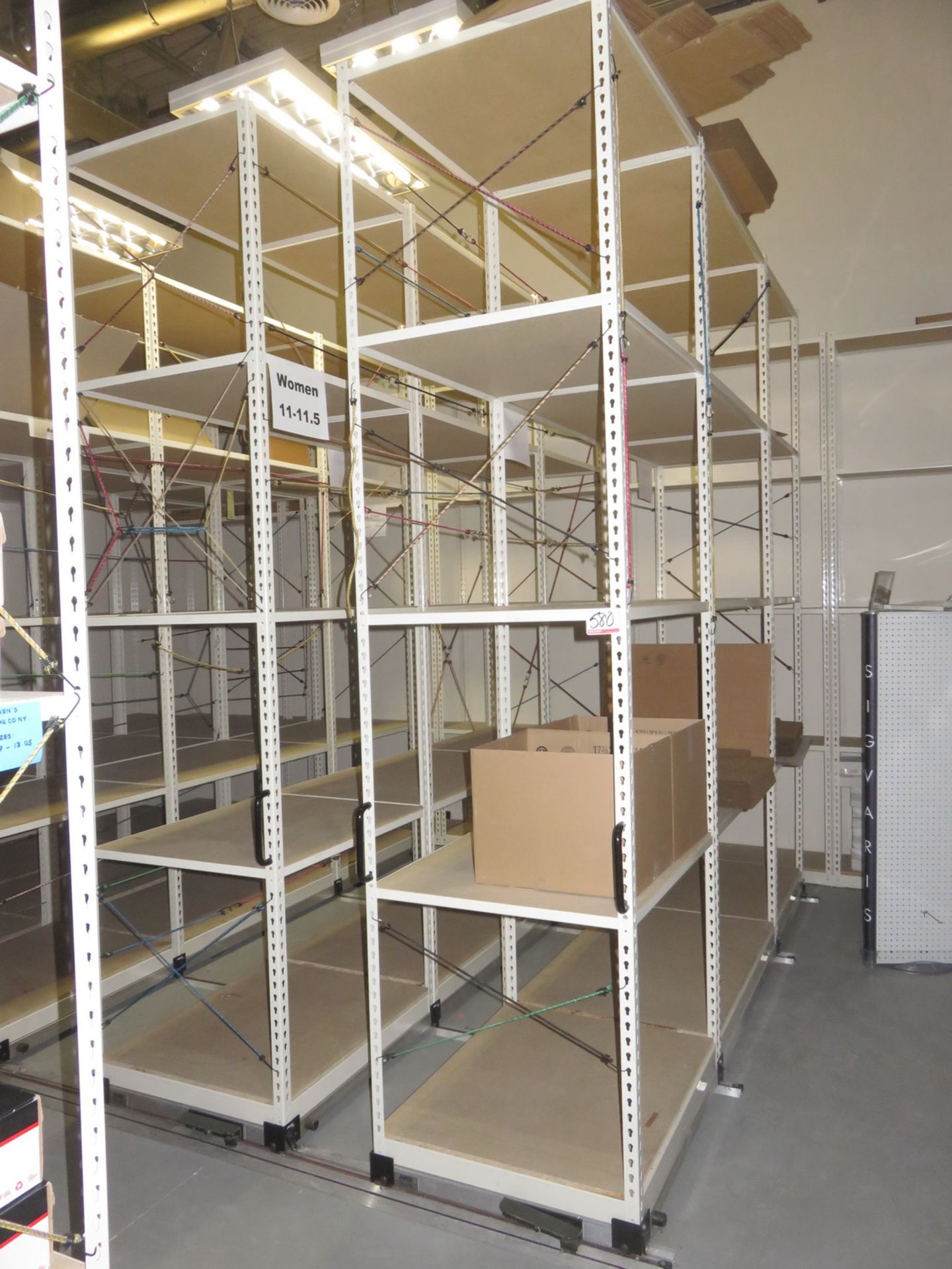LOT - SPACE SAVER SHELVING STORAGE SYSTEM C/W(15) SECTIONS BEIGE STEEL & WOOD SHELF SHELVING - Image 2 of 2
