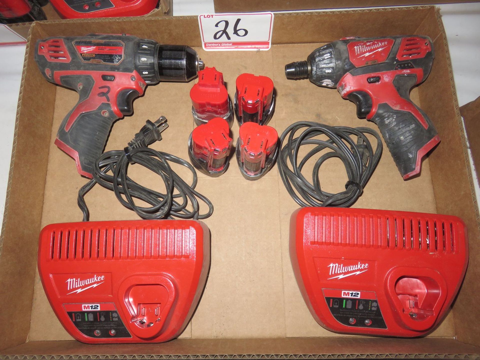 LOT - MILWAUKEE 2407-20 CORDLESS DRILL / DRIVER & 2401-20 CORDLESS HEX SCREWDRIVER C/W (2)