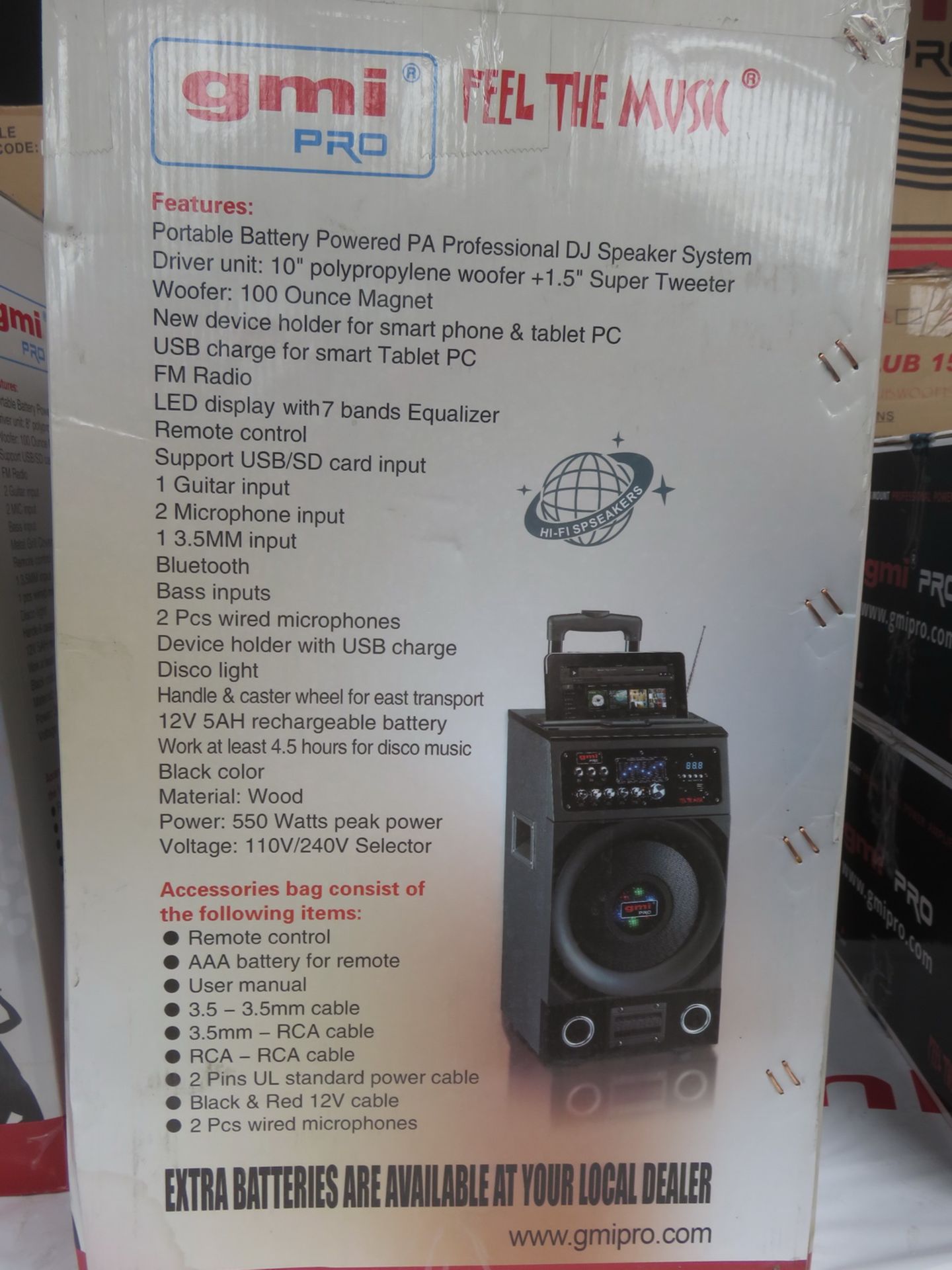 GMI MOD GMI-PBX-110BT DJ PRO PA SPEAKER SYSTEM (NEW IN BOX) - Image 2 of 2