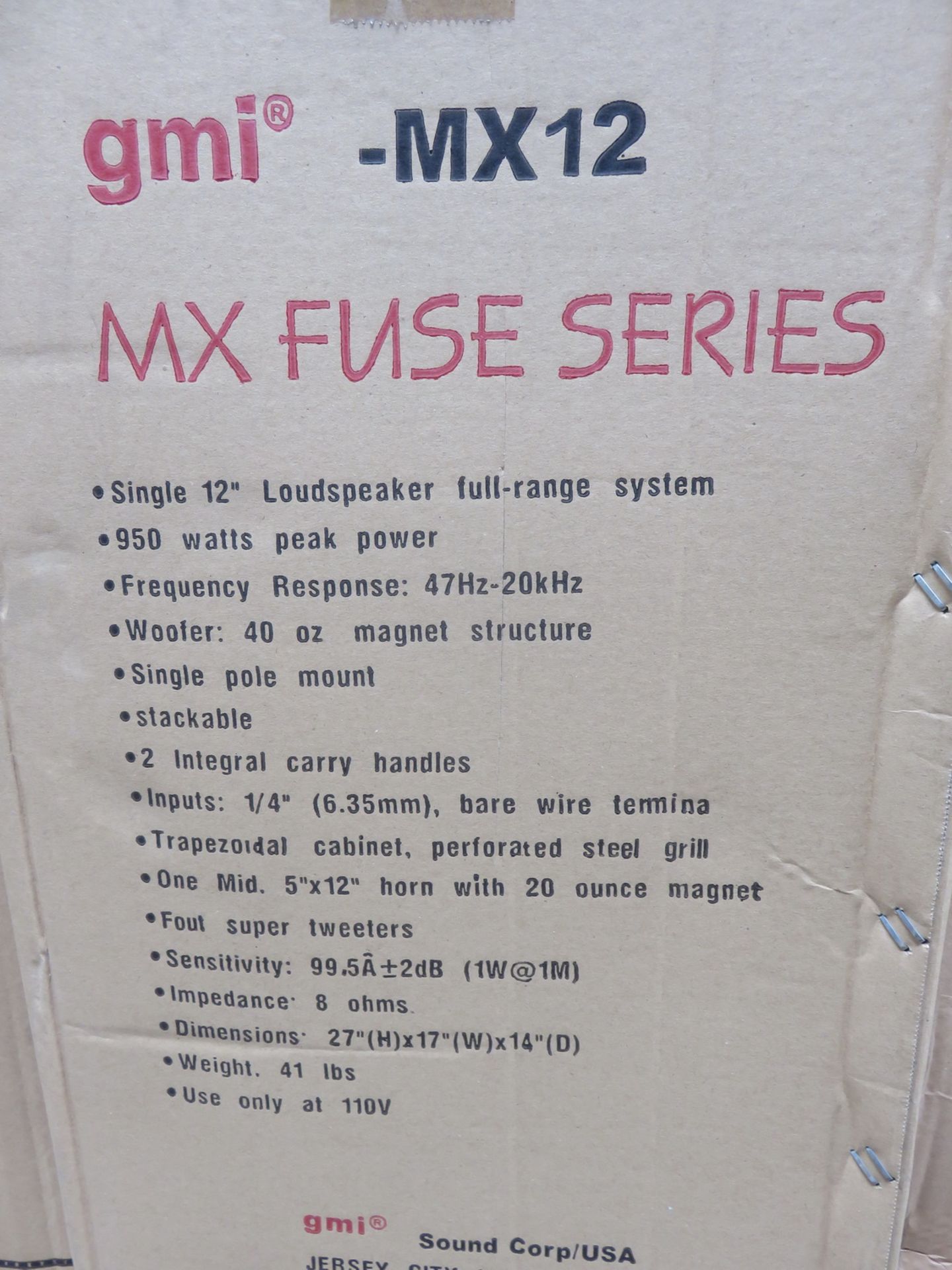 UNITS - GMI MX12, MX FUSE SERIES FULL RANGE 12" LOUDSPEAKERS (IN BOX) - Image 3 of 4