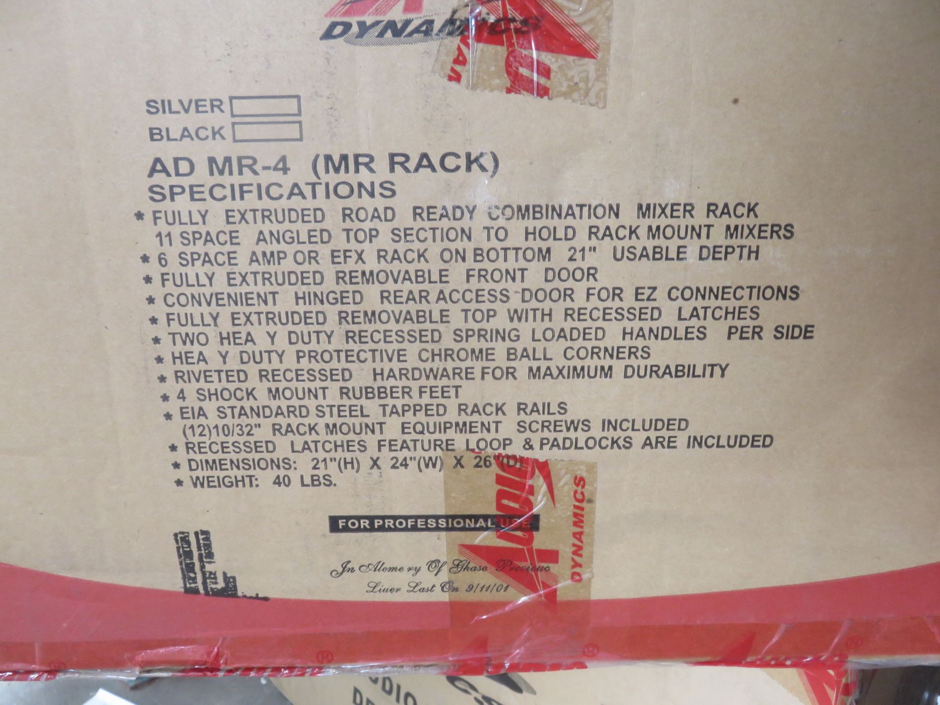 AUDIO DYNAMICS MOD MR4 BLACK 21 X 24 X 26" MIXER CASE (IN BOX) - Image 2 of 3