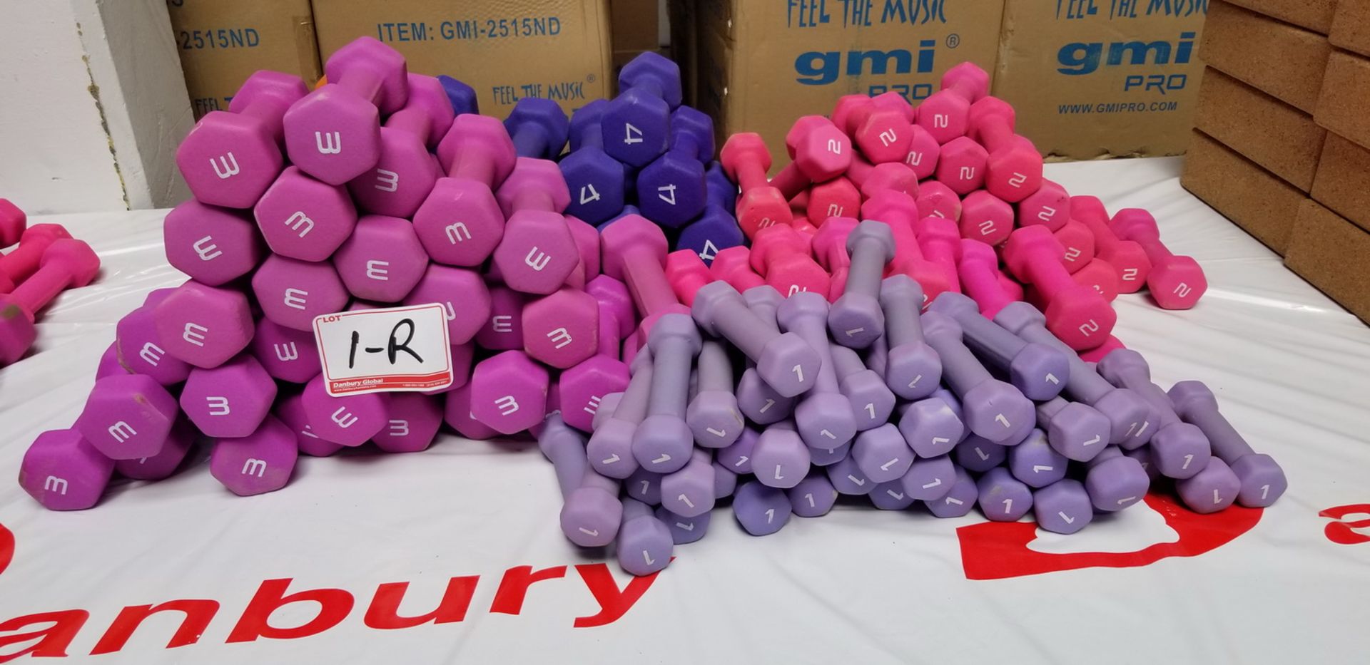 LOT - ASSORTED MULTI-COLOUR DUMBELL WEIGHTS