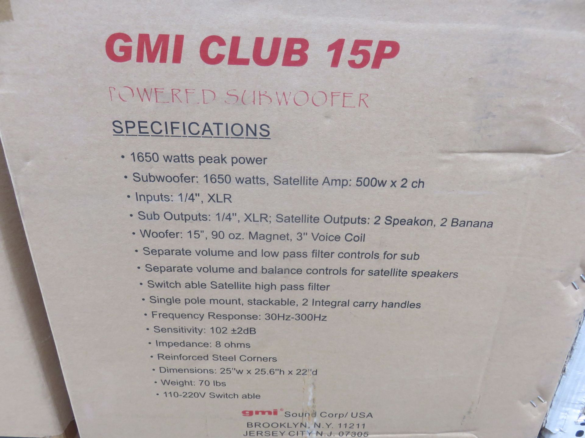 GMI MOD CLUB 15P 1,650 WATT SUBWOOFER (IN BOX) - Image 3 of 4