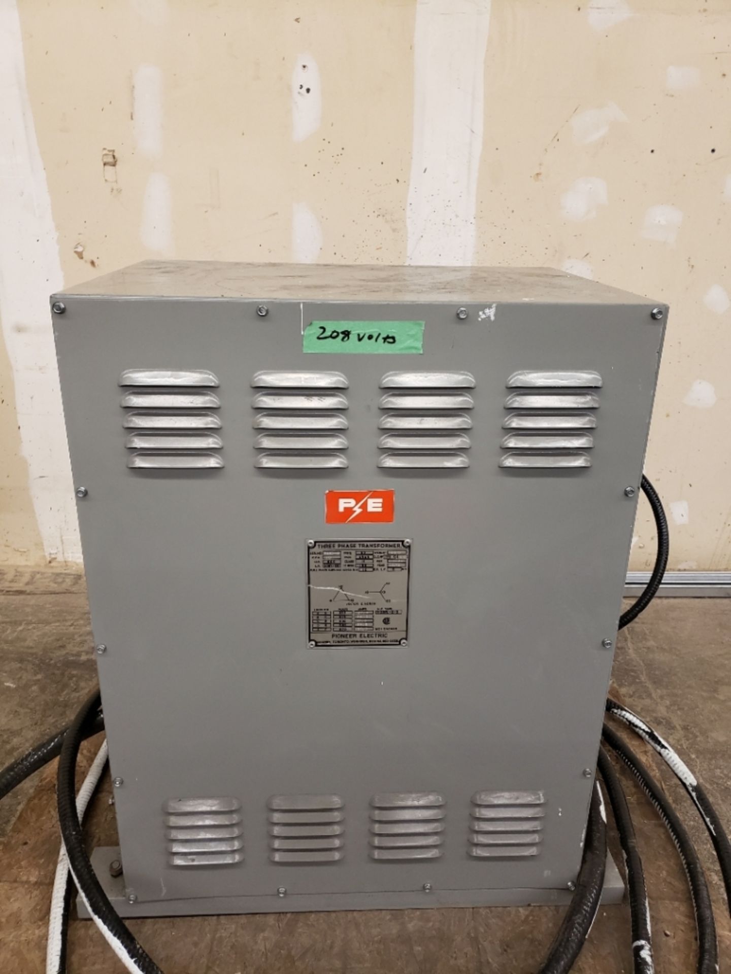 PIONEER ELECTRIC THREE PHASE TRANSFORMER 30KVA, S/N 3635-9