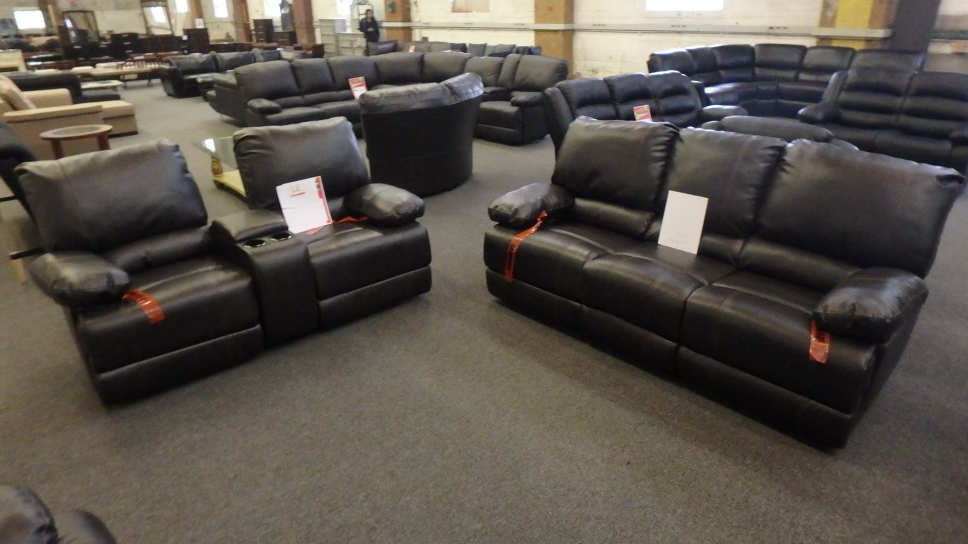 LOT - ESPRESSO PU LEATHER RECLINER SOFA SET C/W SOFA & LOVE SEAT, (NO ARM CHAIR) (LK-1525N) (NEW) - Image 2 of 3