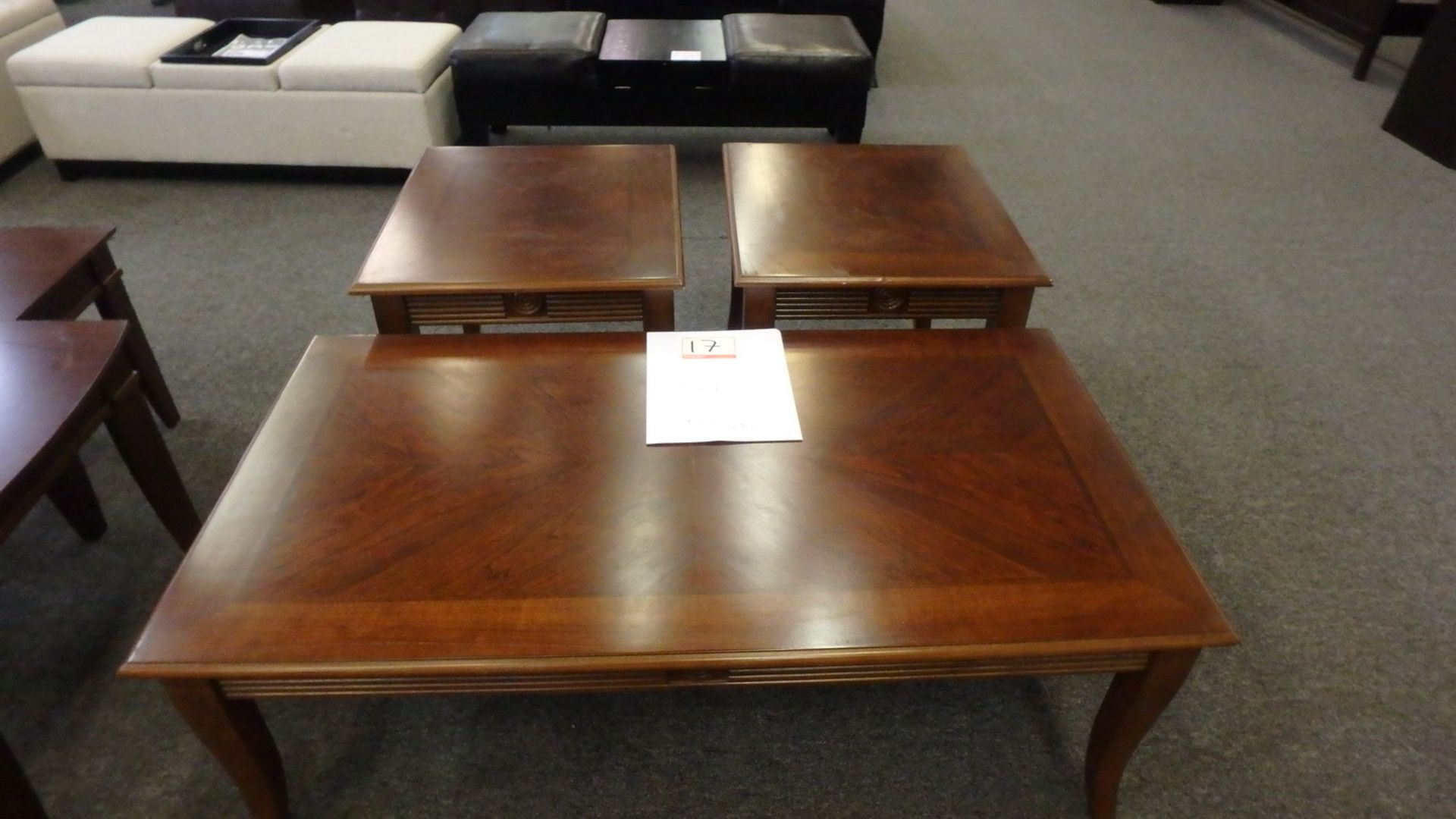 SETS - RECTANGULAR WOOD COFFEE TABLE C/W (2) SQUARE SIDE TABLES (LK-325) (NEW IN BOX)