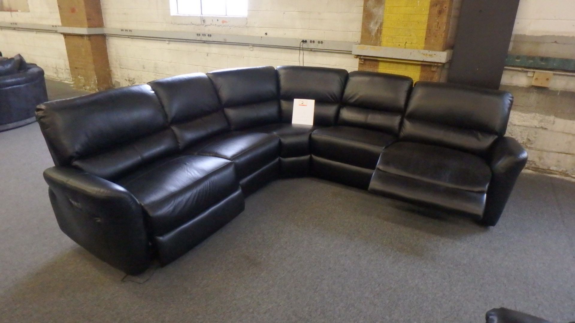 L-SHAPED BLACK LEATHER AIR POWER RECLINER SECTIONAL (LK-RX033) (NEW)