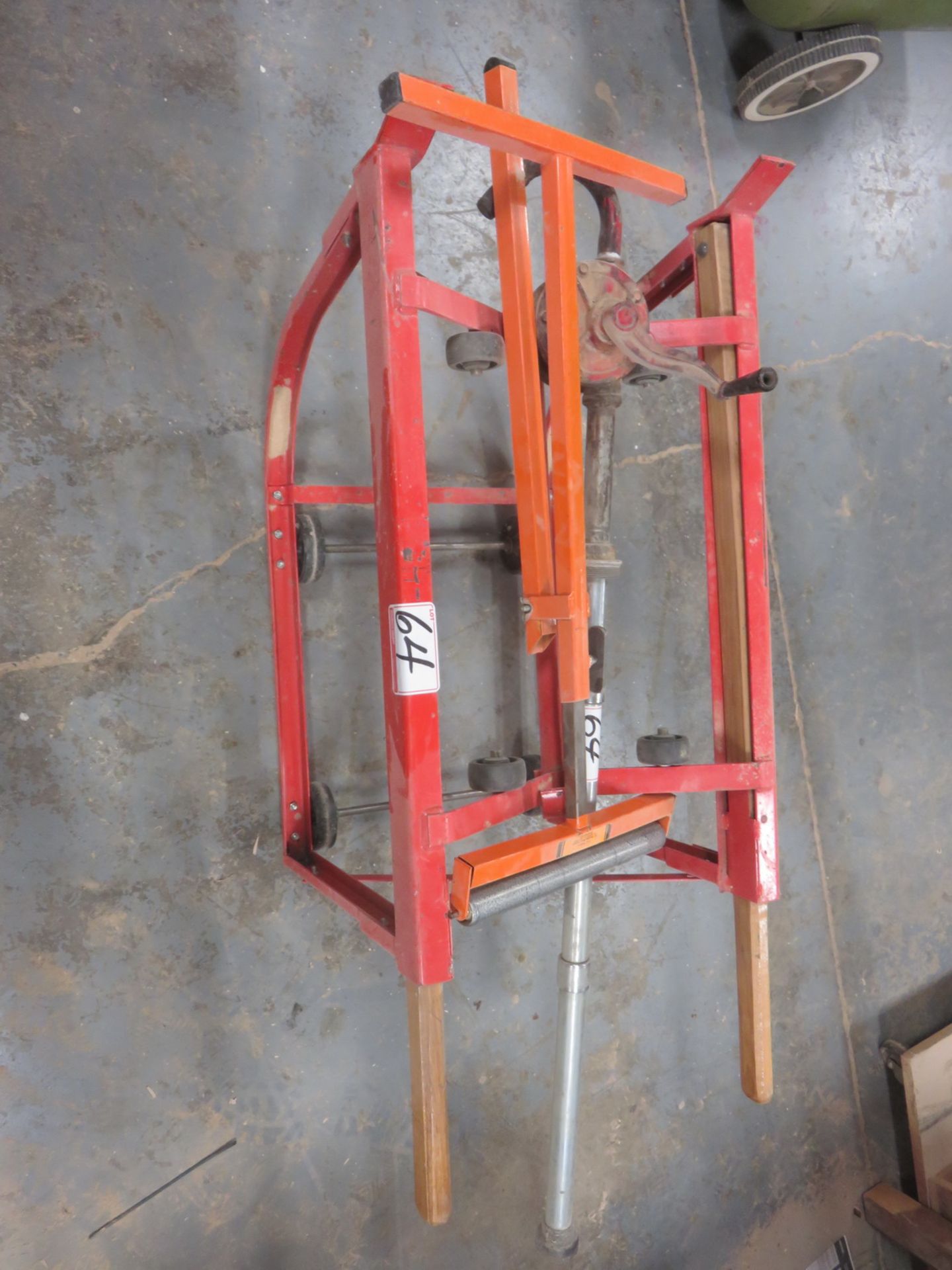 LOT - ORANGE BARREL CART & HAND PUMP