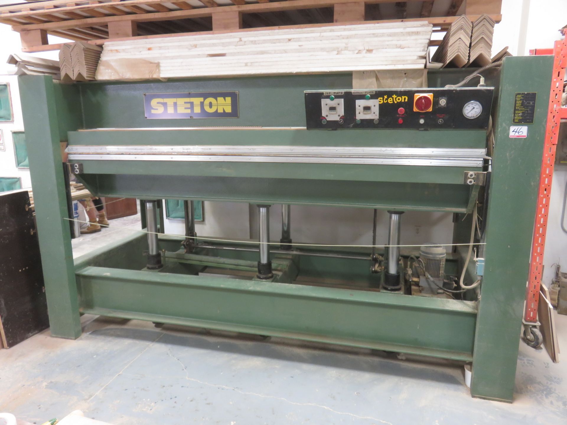 STETON MODEL P220 APPROX. 50" X 10' 120-TON CAP HEATED VENEER PRESS, S/N 32216/001