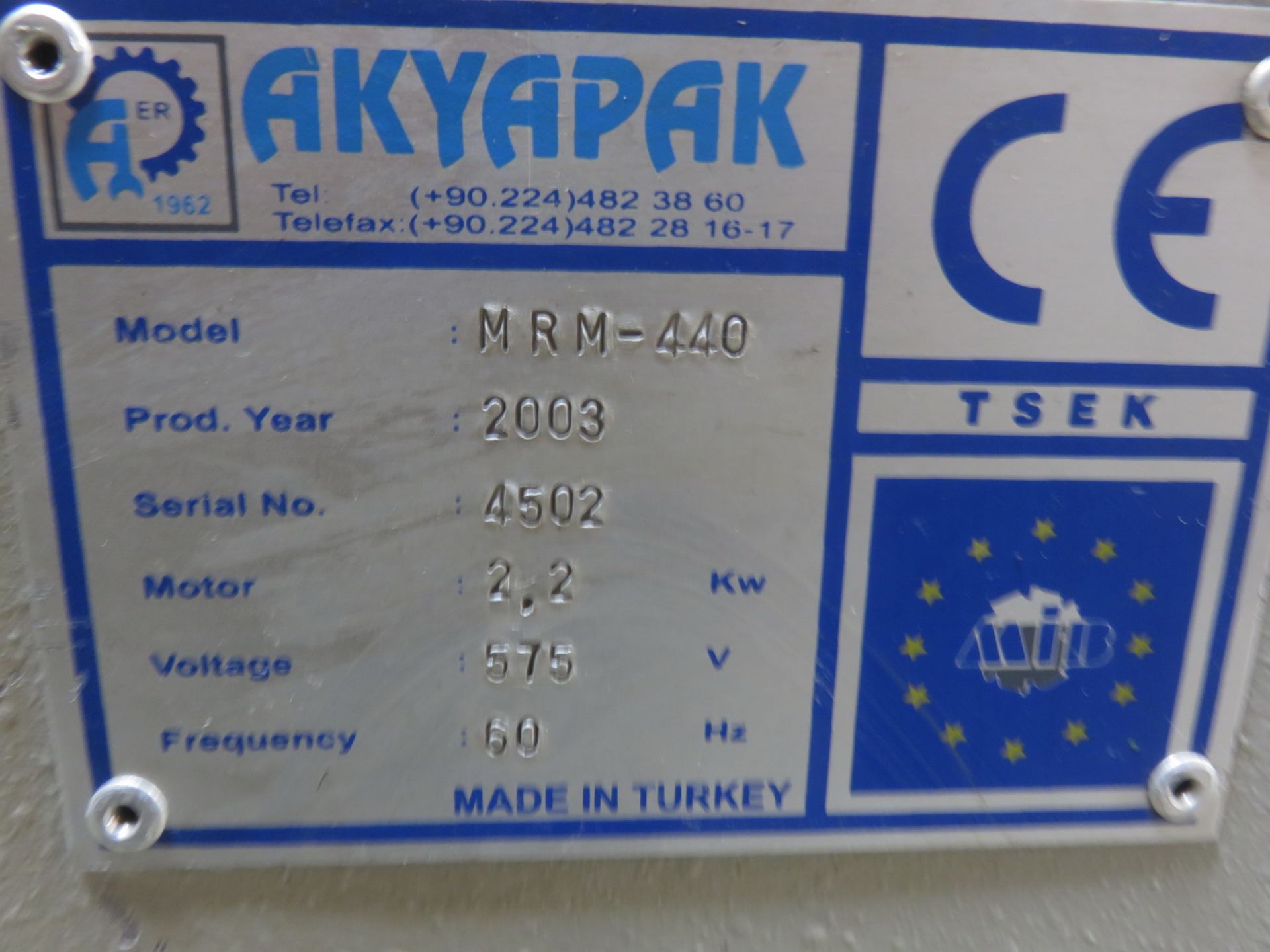 AKYAPAK (SAMPSON) MRM-440 HYDRAULIC PYRAMID PLATE ROLLS, S/N 4502 (575V) - Image 3 of 4