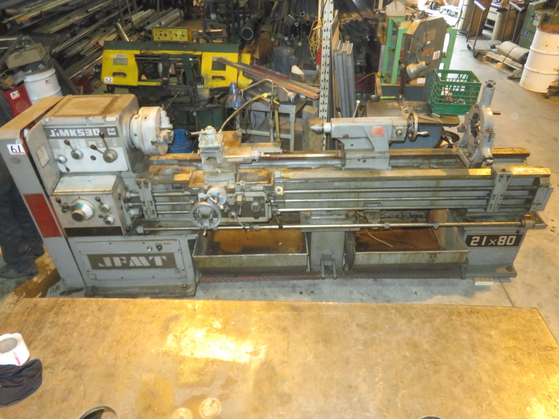 JFMT MODEL 530 GAP BED ENGINE LATHE W/ 21"OVER BED, 28" SWING IN GAP, 60" BETWEEN CENTERS, 3" - Image 4 of 4