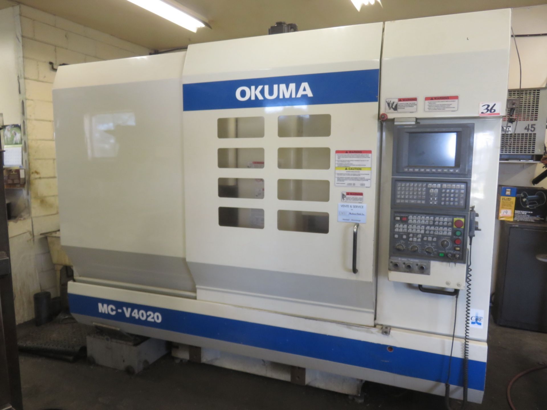 2005 OKUMA MC-V4020 VERTICAL MACHINE CENTER, 20 X 48" WORK TABLE, OKUMA OSP-E100M CONTROLS, 20