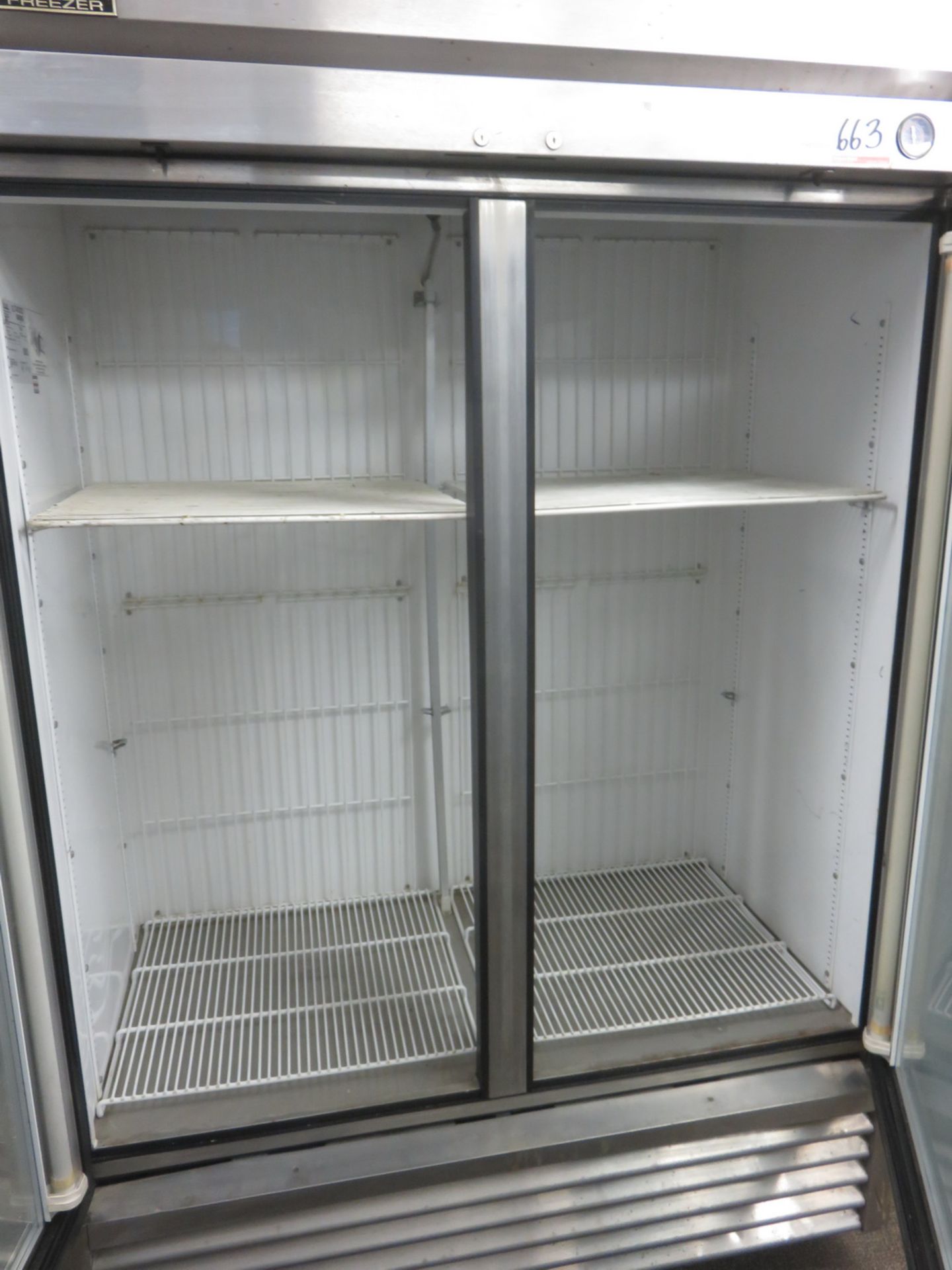 TRUE DOUBLE GLASS DOOR REACH-IN FREEZER W/ CASTERS - Image 2 of 2