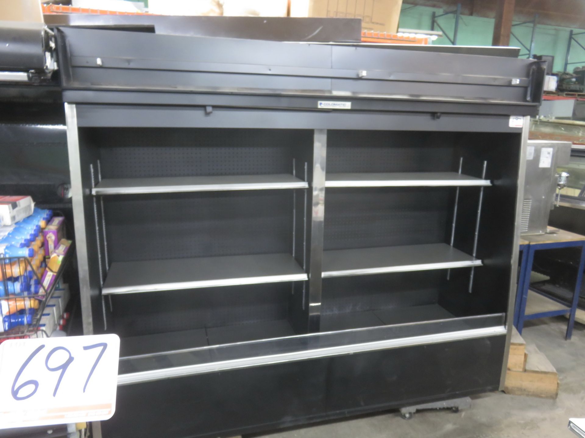 COLDMATIC 8'W BLACK REFRIGERATED SELF CONTAINED OPEN SHOW CASE