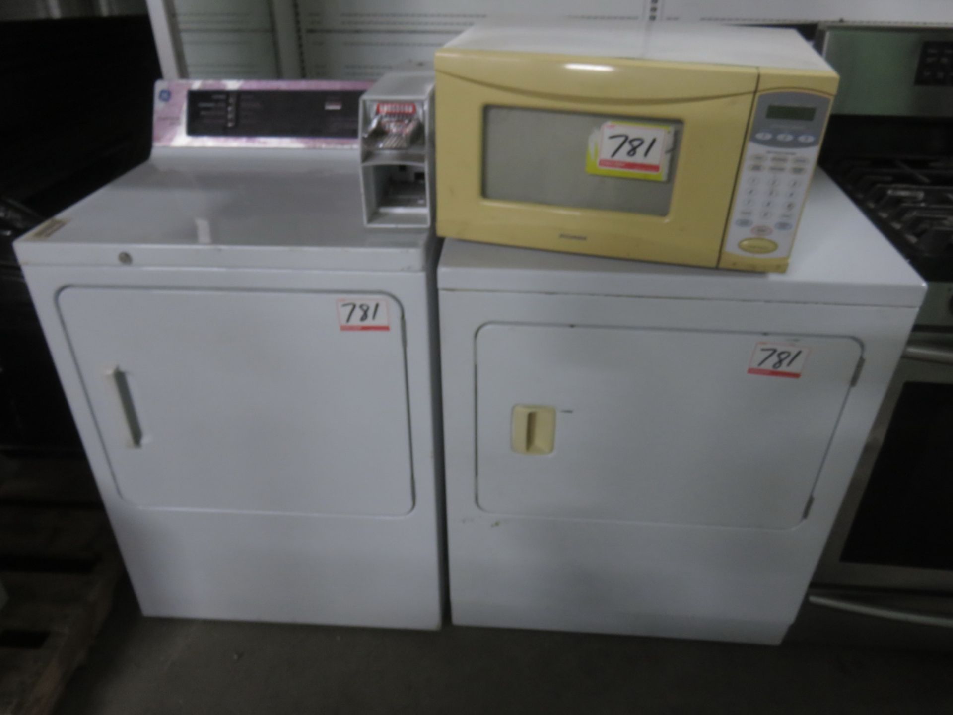 LOT - GE COMMERCIAL MAYTAG DRYERS, SYLVANIA MICROWAVE