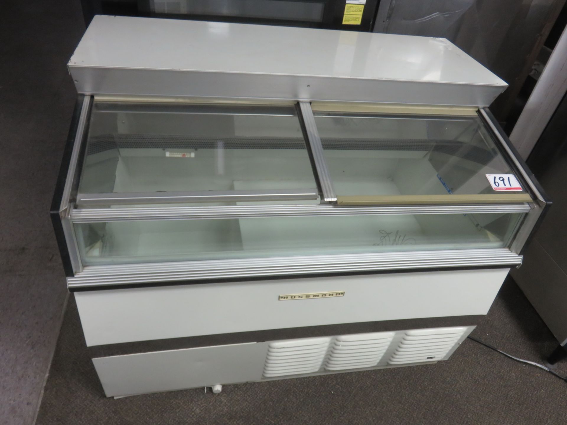 HUSSMANN MOD LBF-4, 4' REACH-IN ICE CREAM FREEZER W/ SLIDING GLASS TOP