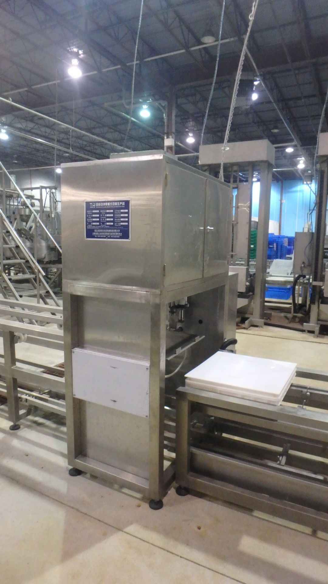 2018 YONG JIN AUTOMATIC PULP PLATE TOFU PRODUCTION LINE W/ TRAY CONVEYOR, DEPOSITOR, & STAINLESS - Image 3 of 5