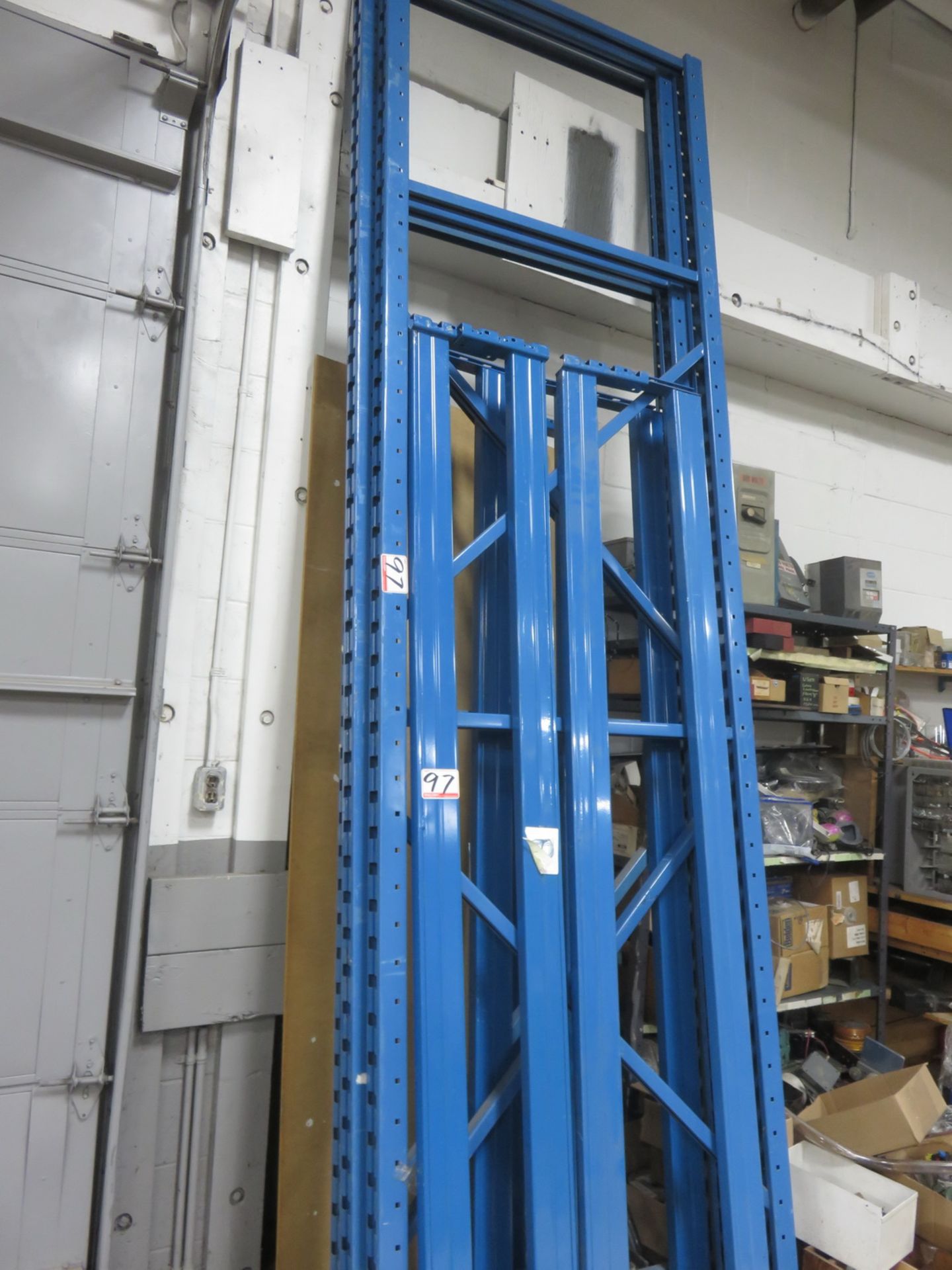 LOT - ALL TYPE BLUE 42" X 8' X 12'H PALLET RACKING 3-UPRIGHTS, 8-STRINGERS