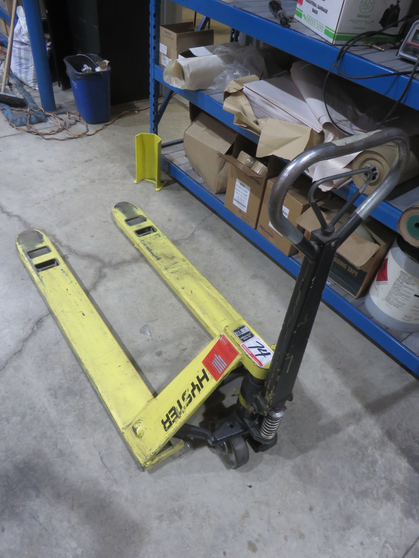 HYSTER 27" X 4' HYDRAULIC YELLOW PALLET TRUCK (AS IS)