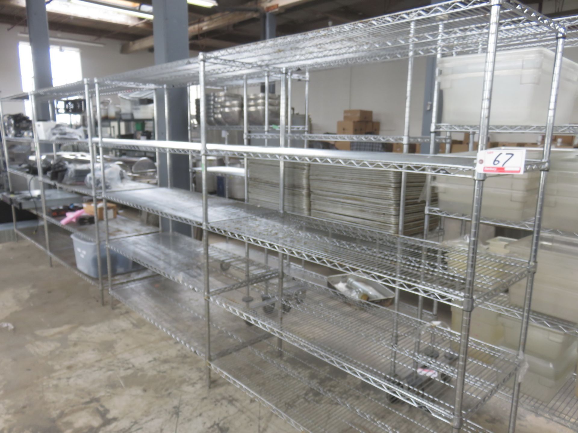 UNITS - METRO APPROX. 2' X 5' X 74" - 5-SHELF WIRE MESH RACKS (NO CONTENTS)