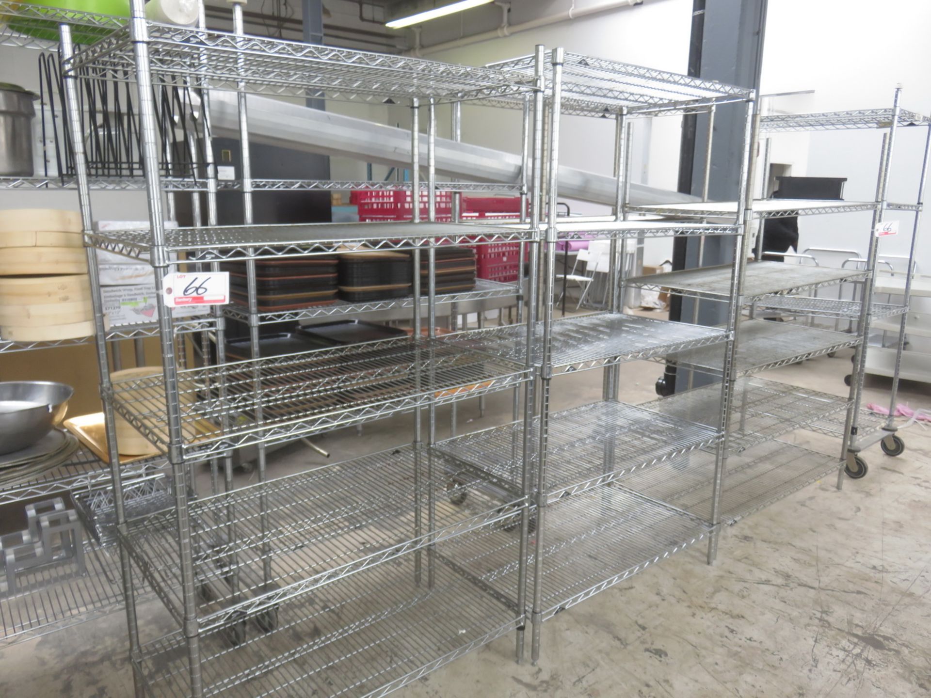 UNITS - METRO & CHROME APPROX. 2' X 6' X 42" & 48" - 5-SHELF WIRE MESH RACKS (NO CONTENTS)