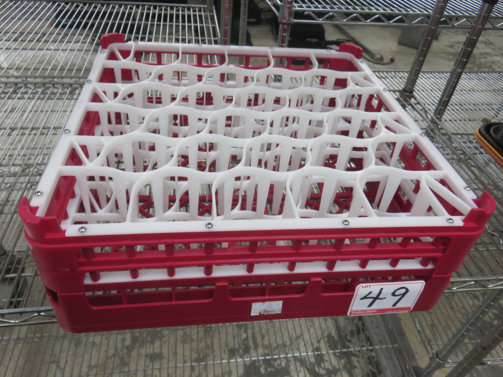 UNITS - VOLLRATH RED/WHITE 19.5" X 19.5" GLASS DISH WASH TRAYS