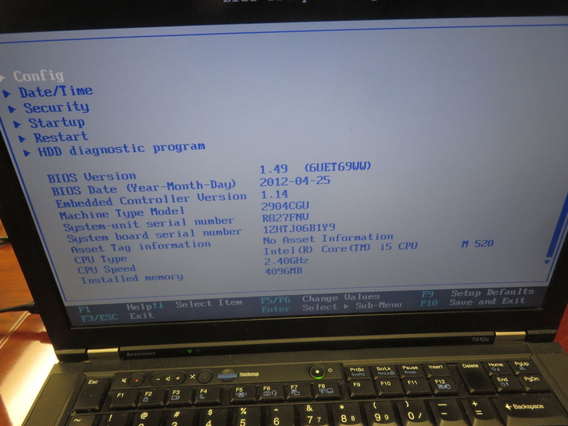 LENOVO THINKPAD T410S LAPTOP W/ INTEL CORE I5 M520 2.4GHZ PROCESSOR, 4GB RAM (NO HDD) - Image 2 of 2