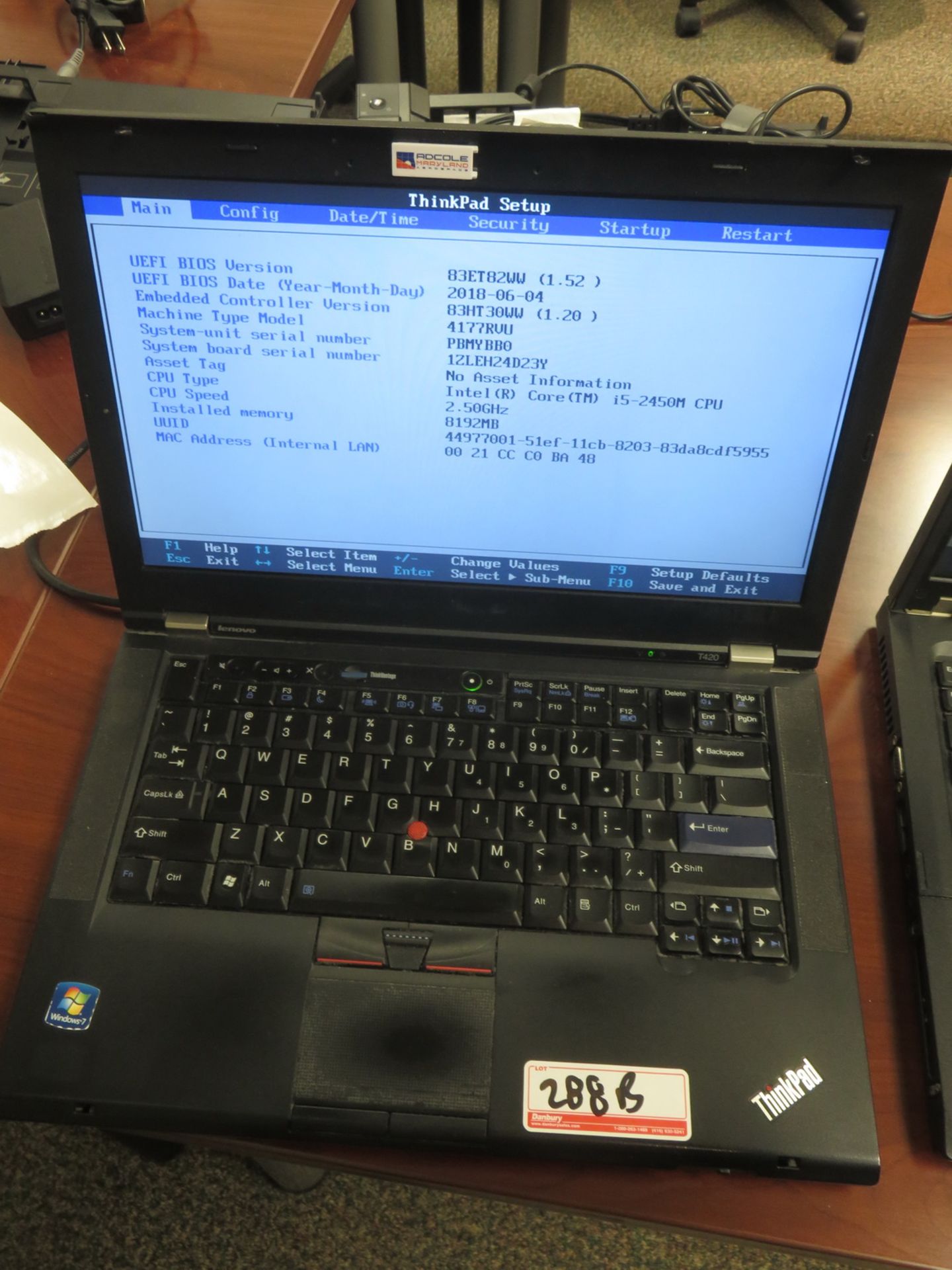 LENOVO THINKPAD T420 LAPTOP W/ INTEL CORE I5 2450M 2.5GHZ PROCESSOR, 8GB RAM (NO HDD)