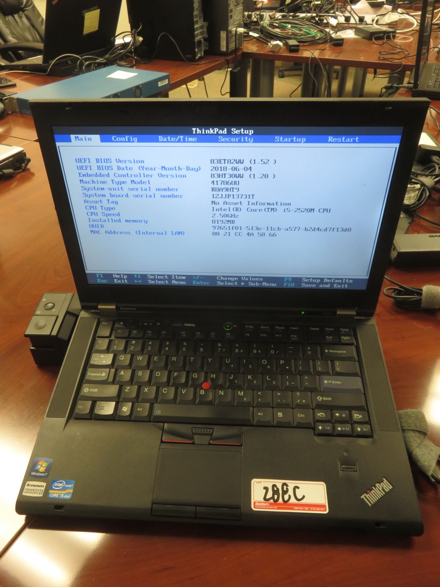 LENOVO THINKPAD T420 LAPTOP W/ INTEL CORE I5 2520M 2.5GHZ PROCESSOR, 8GB RAM (NO HDD)