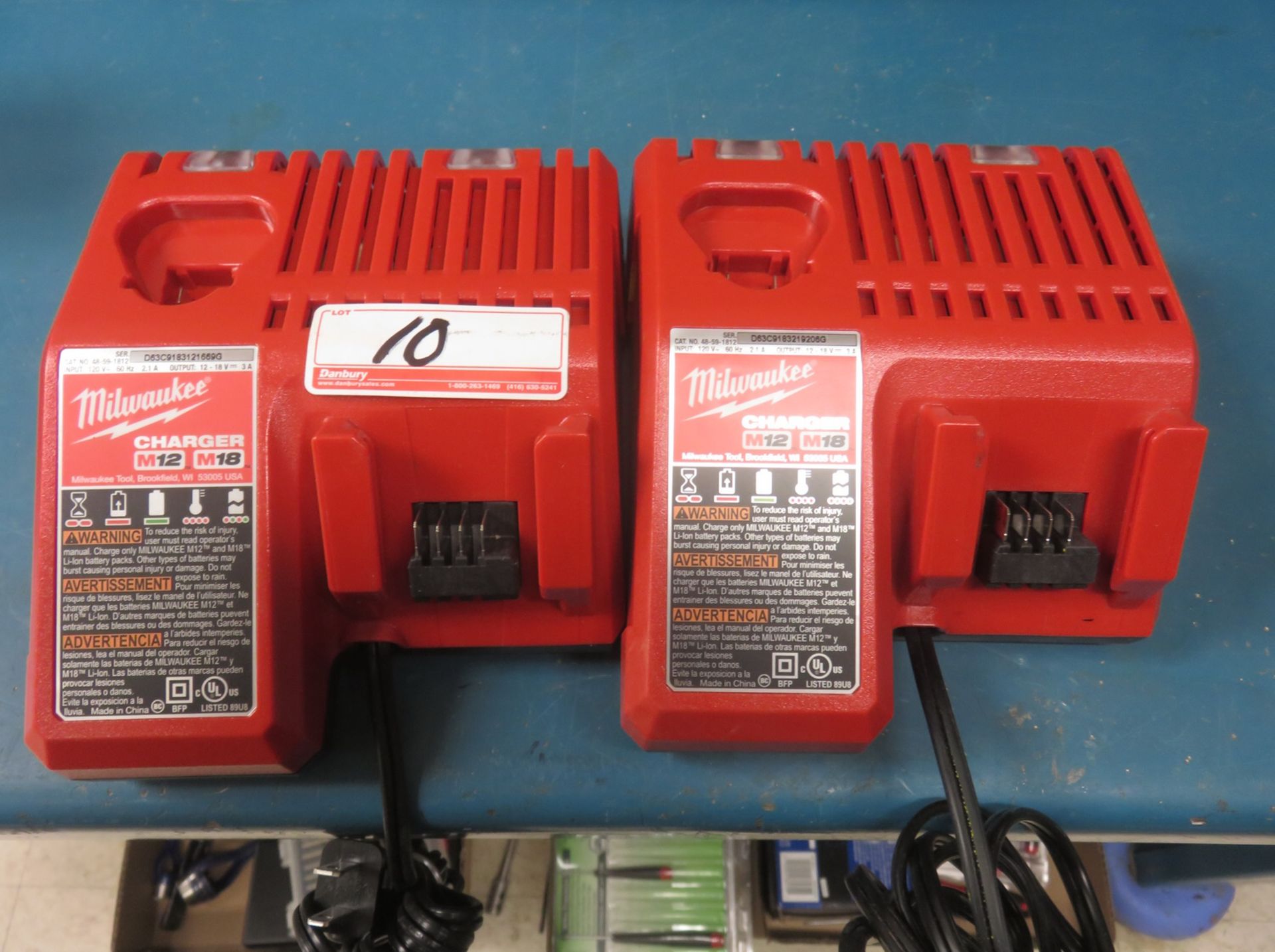 LOT - MILWAUKEE 48-59-1812 12-18V BATTERY CHARGERS (2 UNITS)