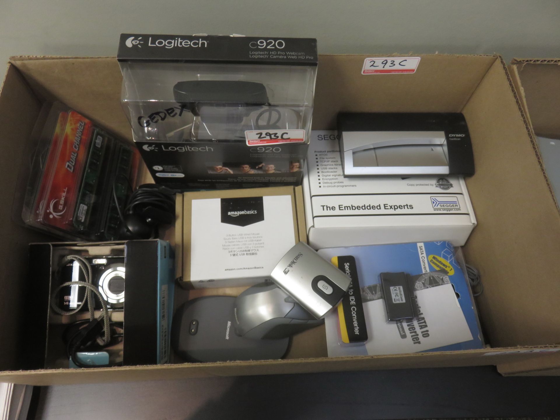 LOT - ASSTD COMPUTER ACCESSORIES, WEB CAM, RAM, LAPTOP BATTERY UPS, 14MP DIGITAL CAMER, ETC