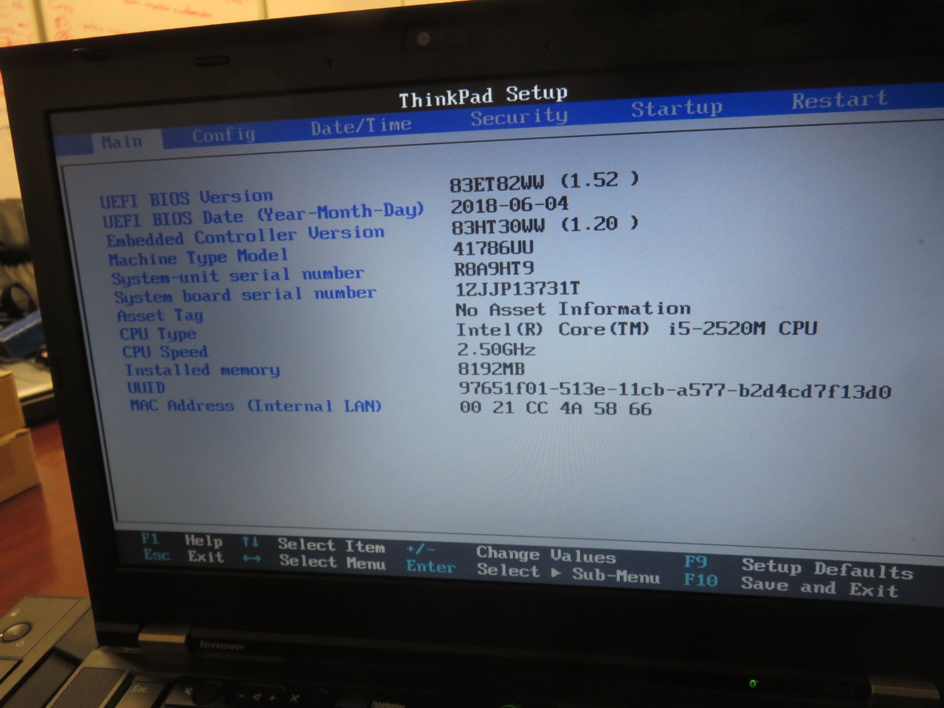 LENOVO THINKPAD T420 LAPTOP W/ INTEL CORE I5 2520M 2.5GHZ PROCESSOR, 8GB RAM (NO HDD) - Image 2 of 2