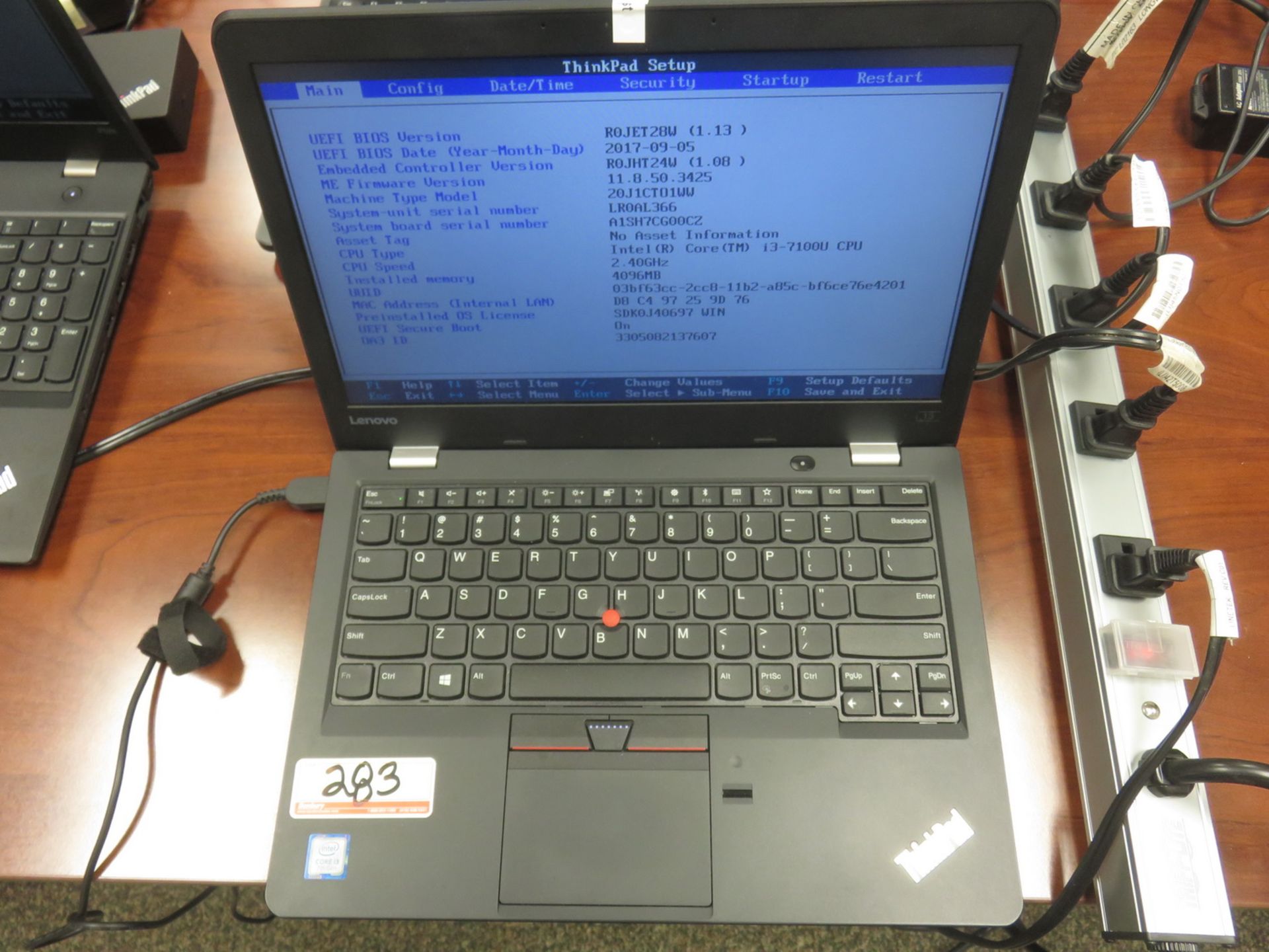 LENOVO THINKPAD 13 LAPTOP W/ INTEL CORE I3-7100U 2.40 GHZ 7TH GEN PROCESSOR, 4GB RAM (NO HDD)