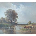 Halberg-Krauss, Fritz (1874 Stadtprozelten-1951 Prien/Chiemsee): "An der Isar"Öl auf Hartfaser,